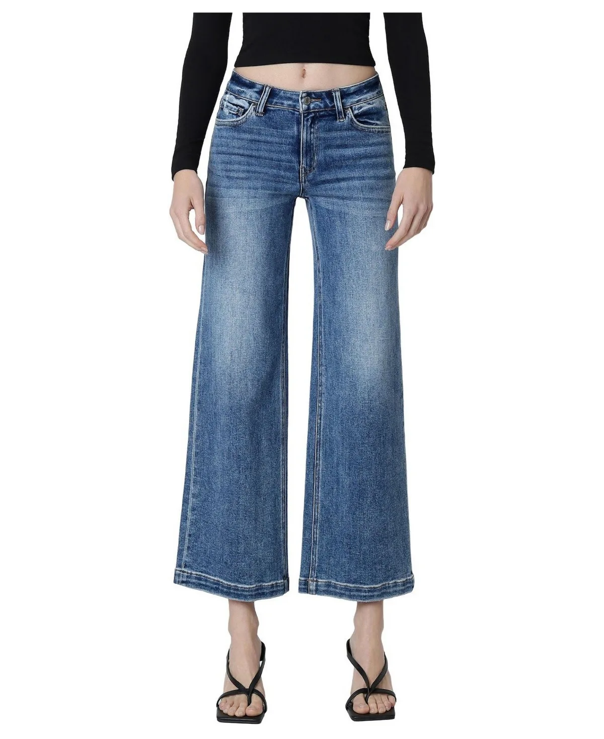 Cherish Mid-Rise Ankle Wide-Leg Jeans