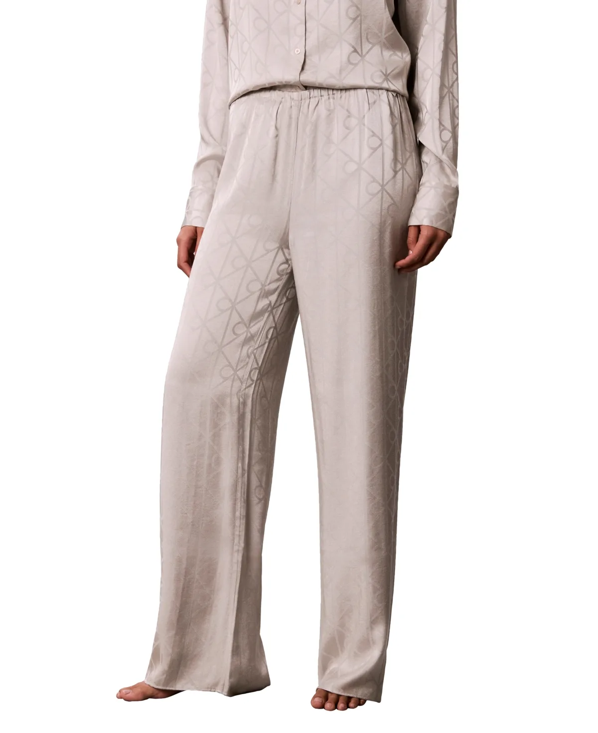 Satin Sheen Print Wide-Leg Pajama Pants by Calvin Klein
