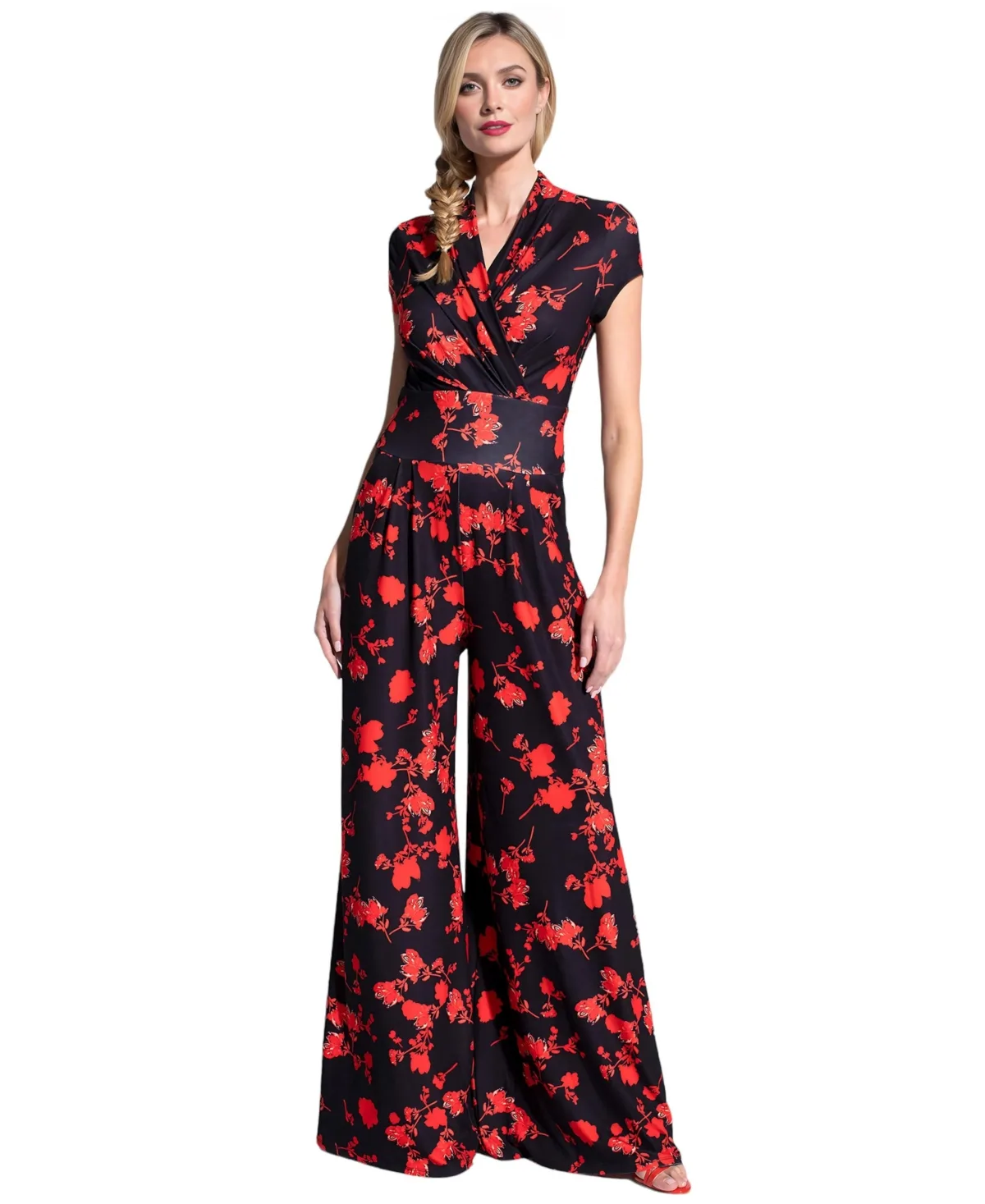 Faux-Wrap Wide Leg Jumpsuit by Hotsquash London