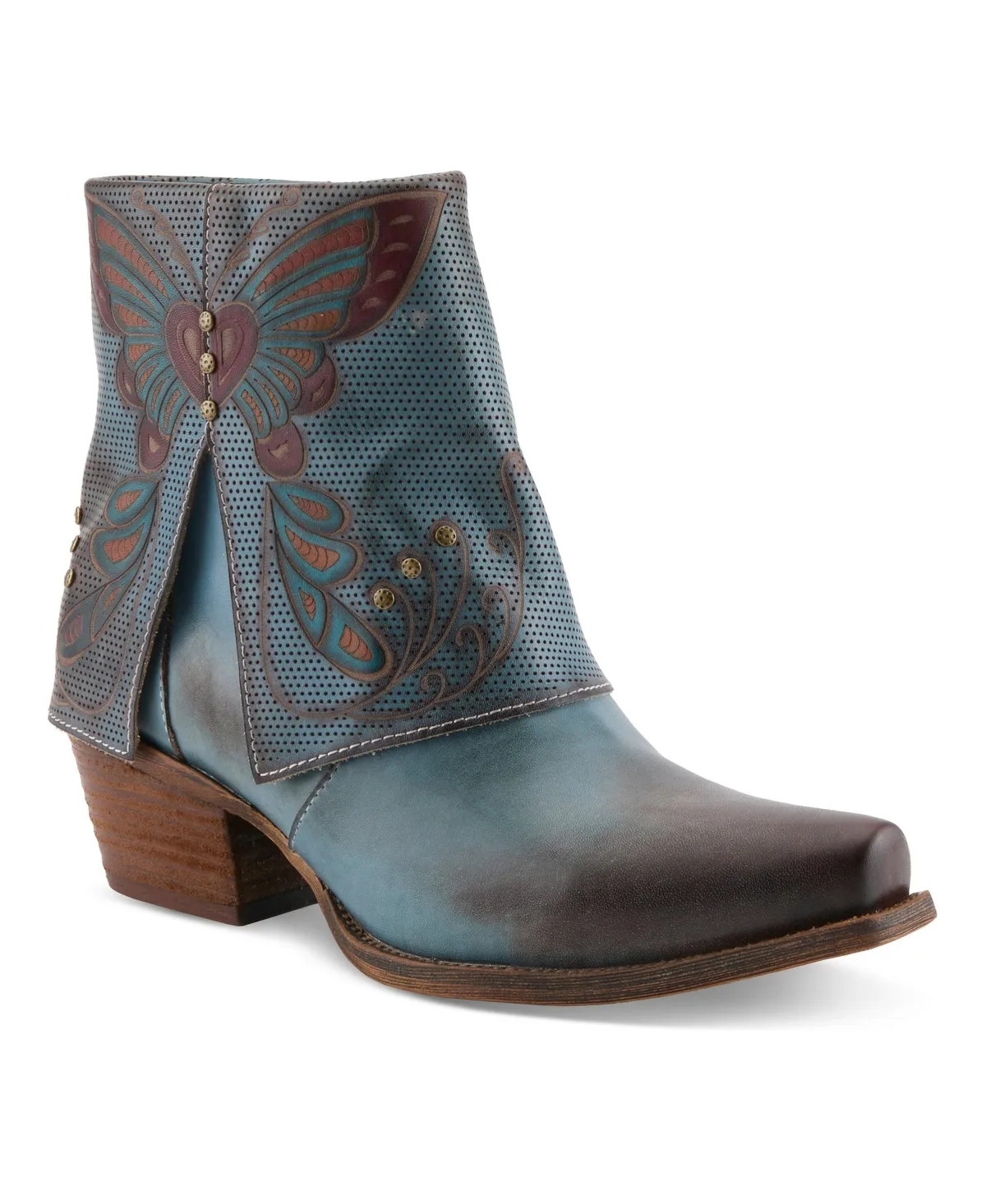 Buterflykisses Leather Ankle Boots with Hand-Painted Design by Lartiste