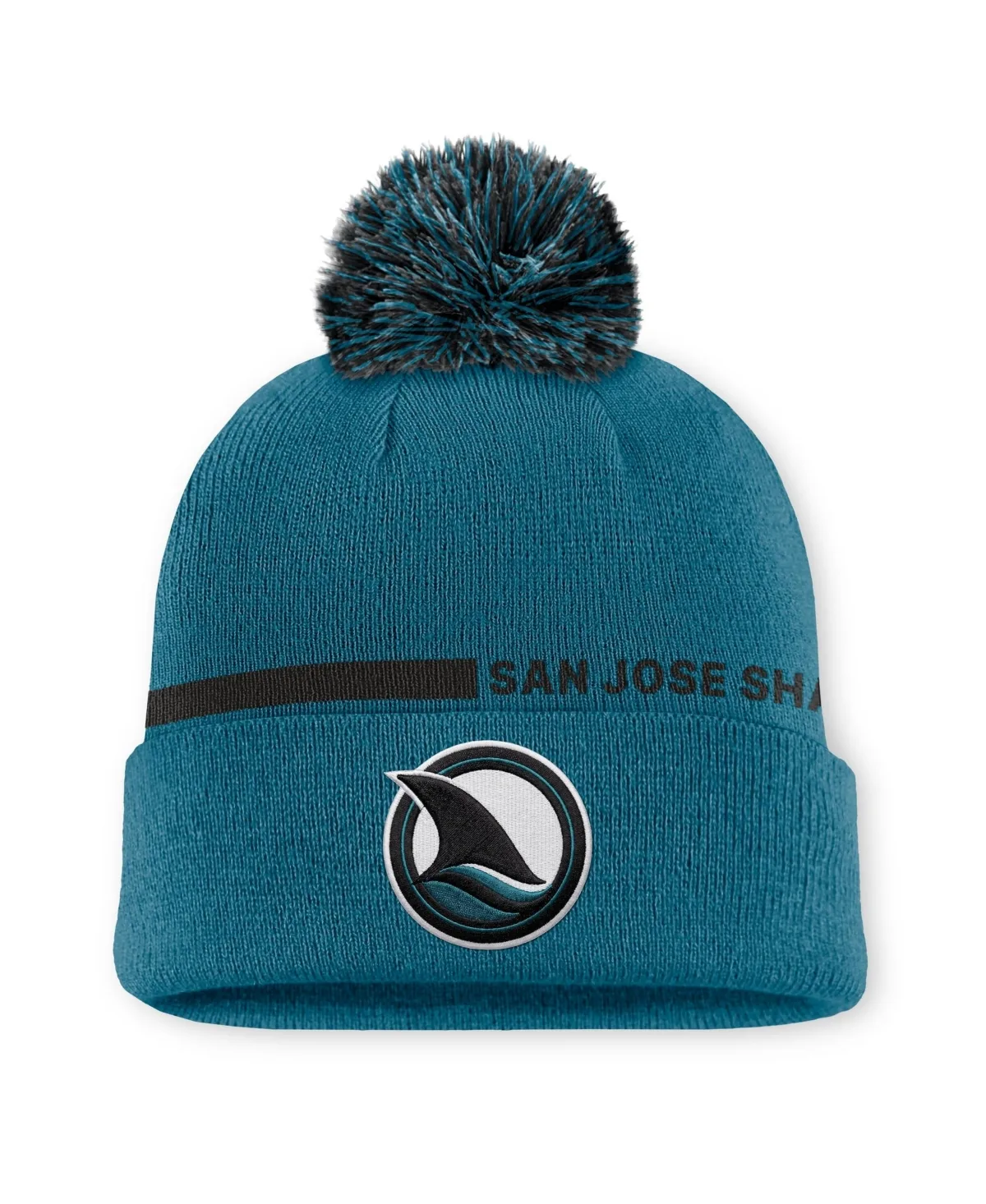 San Jose Sharks Authentic Pro Alternate Cuffed Knit with Pom Hat by Fanatics