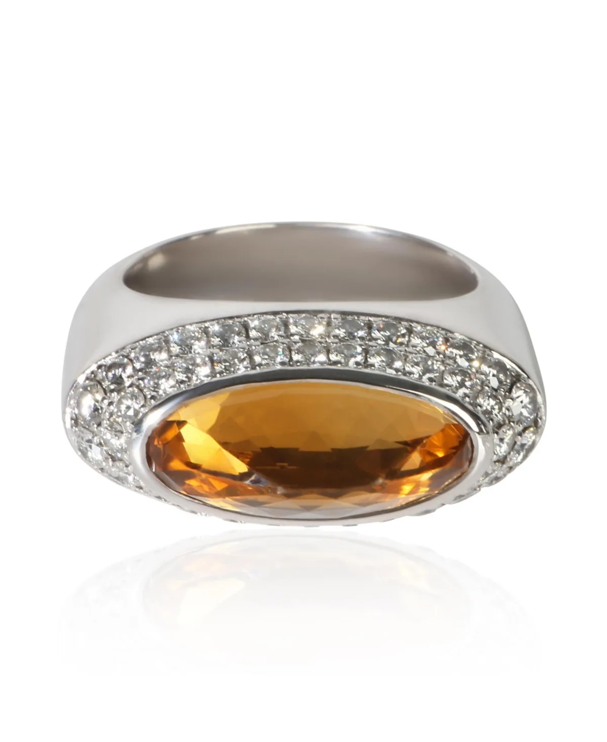 Pre-Owned Chopard White Gold Citrine and Diamond Cocktail Ring by Pre Owned Chopard