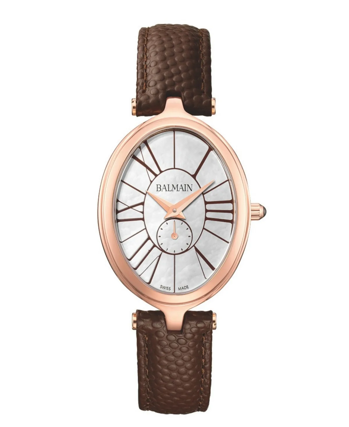 Swiss Haute Elegance Brown Leather Watch 26x31mm