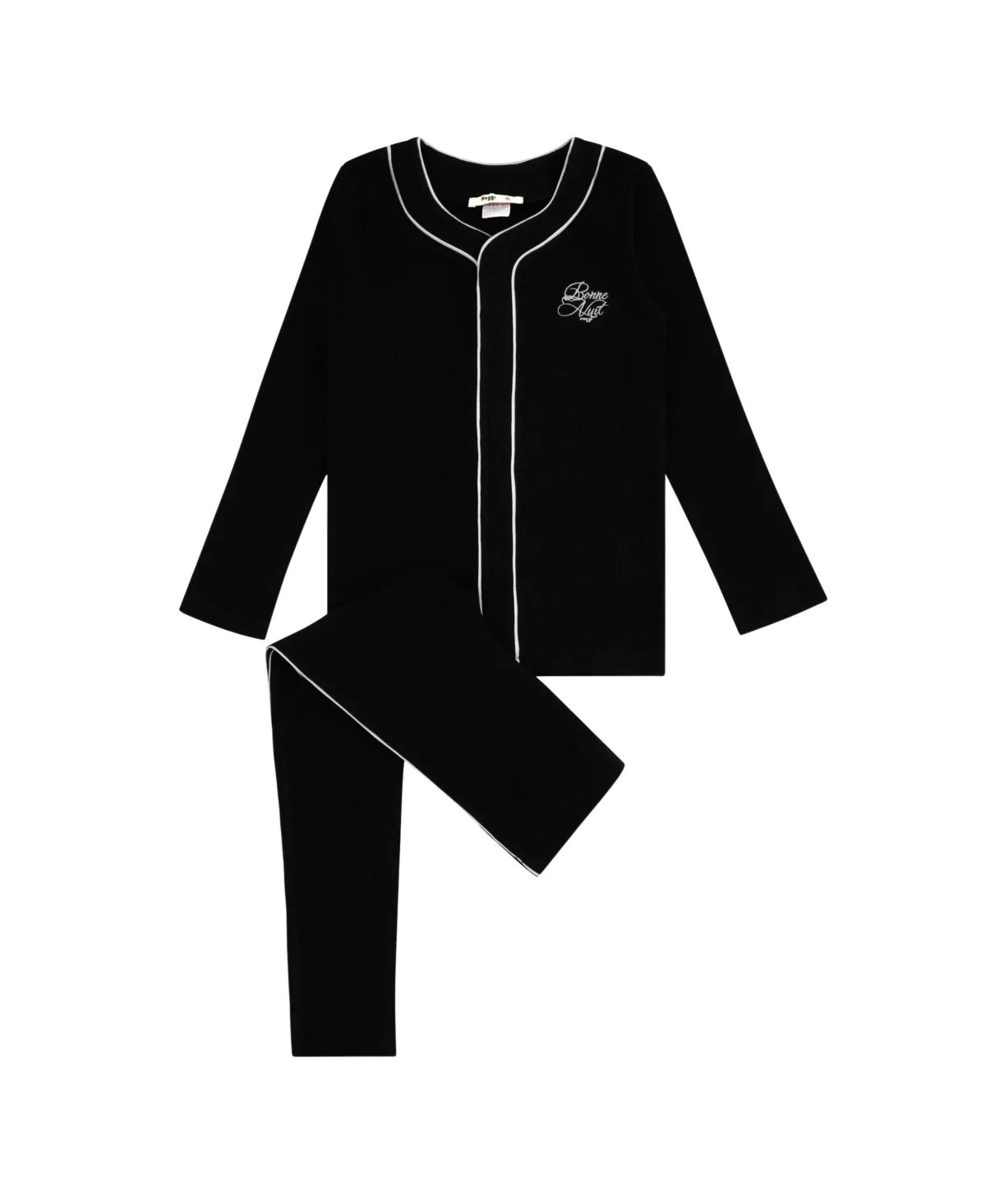 Bonne Nuit Button-Down Long-Sleeve Pajamas, 2-Piece Set by Noggiwear