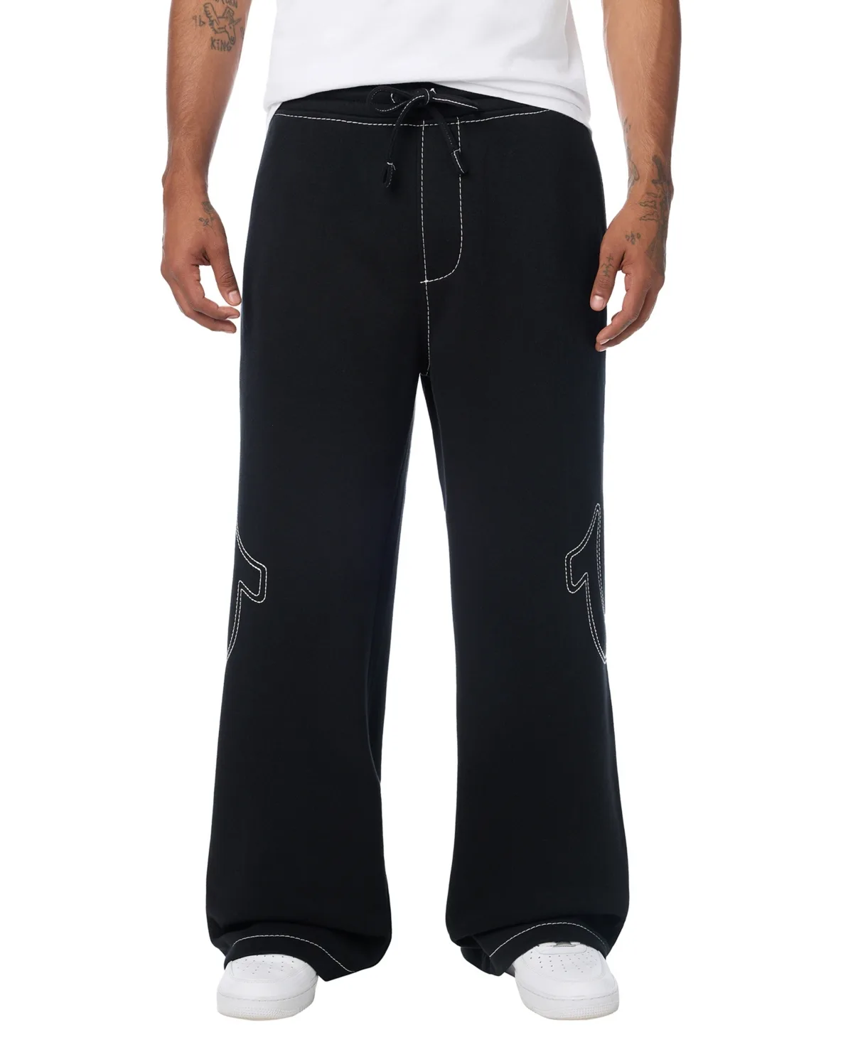 Big T Horseshoe Wide-Leg Baggy Pull-On Sweatpants by True Religion