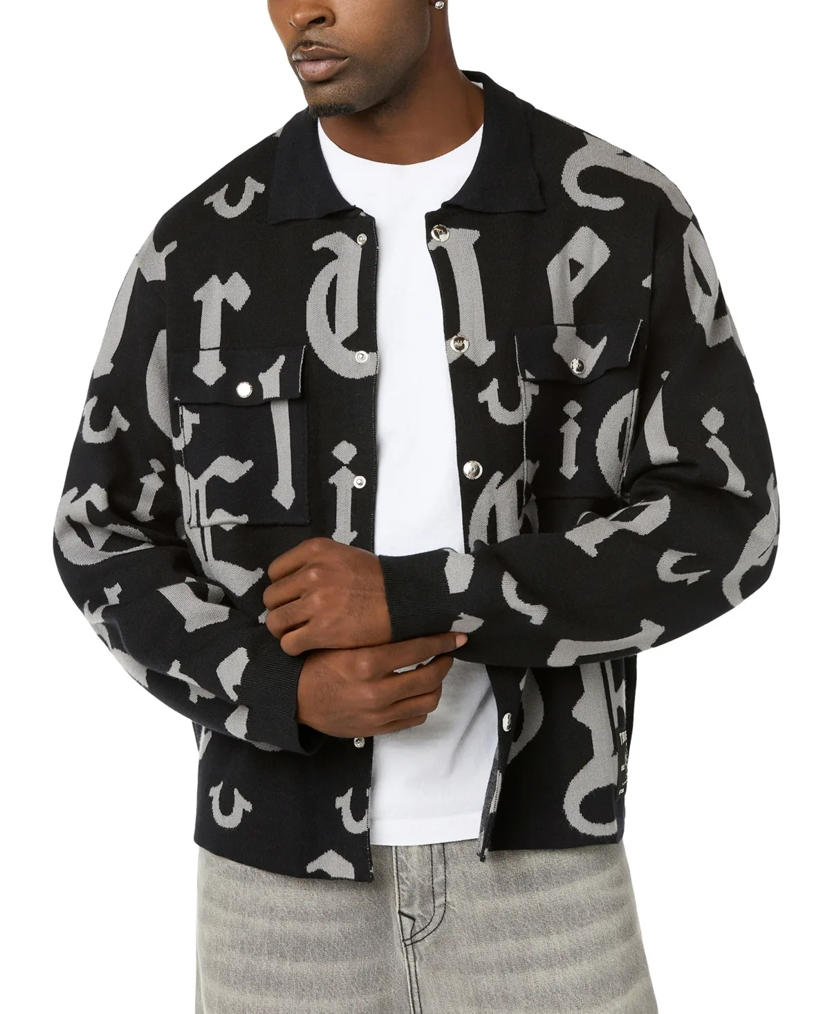 Logo Script Long-Sleeve Regular-Fit Knit Shirt by True Religion