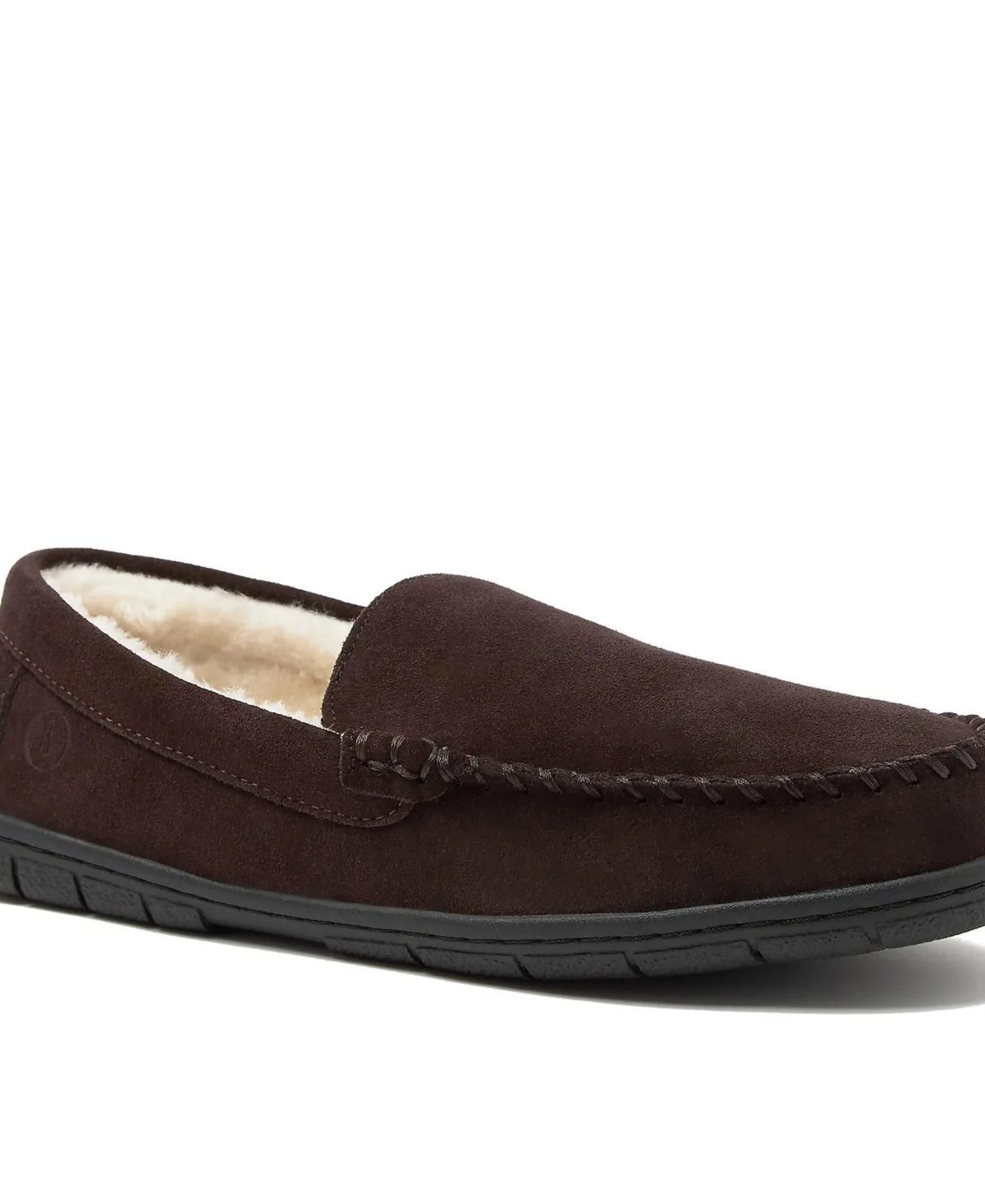 Fuzzy Lined Suede Moccasin Slippers by Lands' End