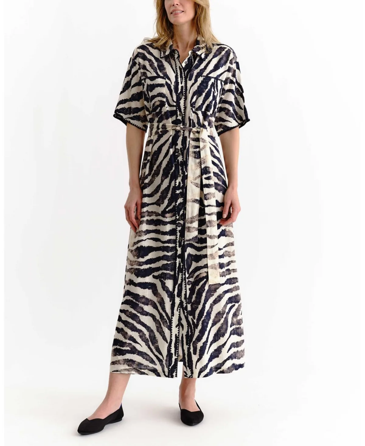 Lucia Embroidered Linen-Blend Shirt Dress by Cartolina