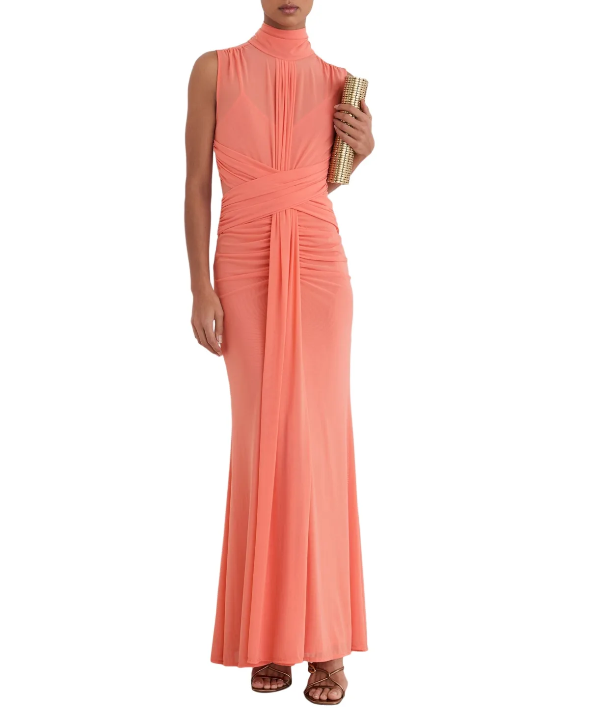 Starla Sheer Ruched Sleeveless Maxi Dress by Reiss