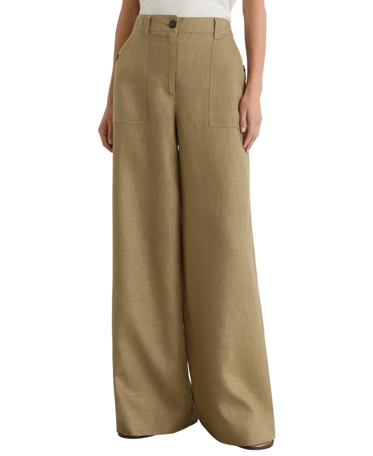 Ashby High-Waist Wide-Leg Linen Pants by Reiss