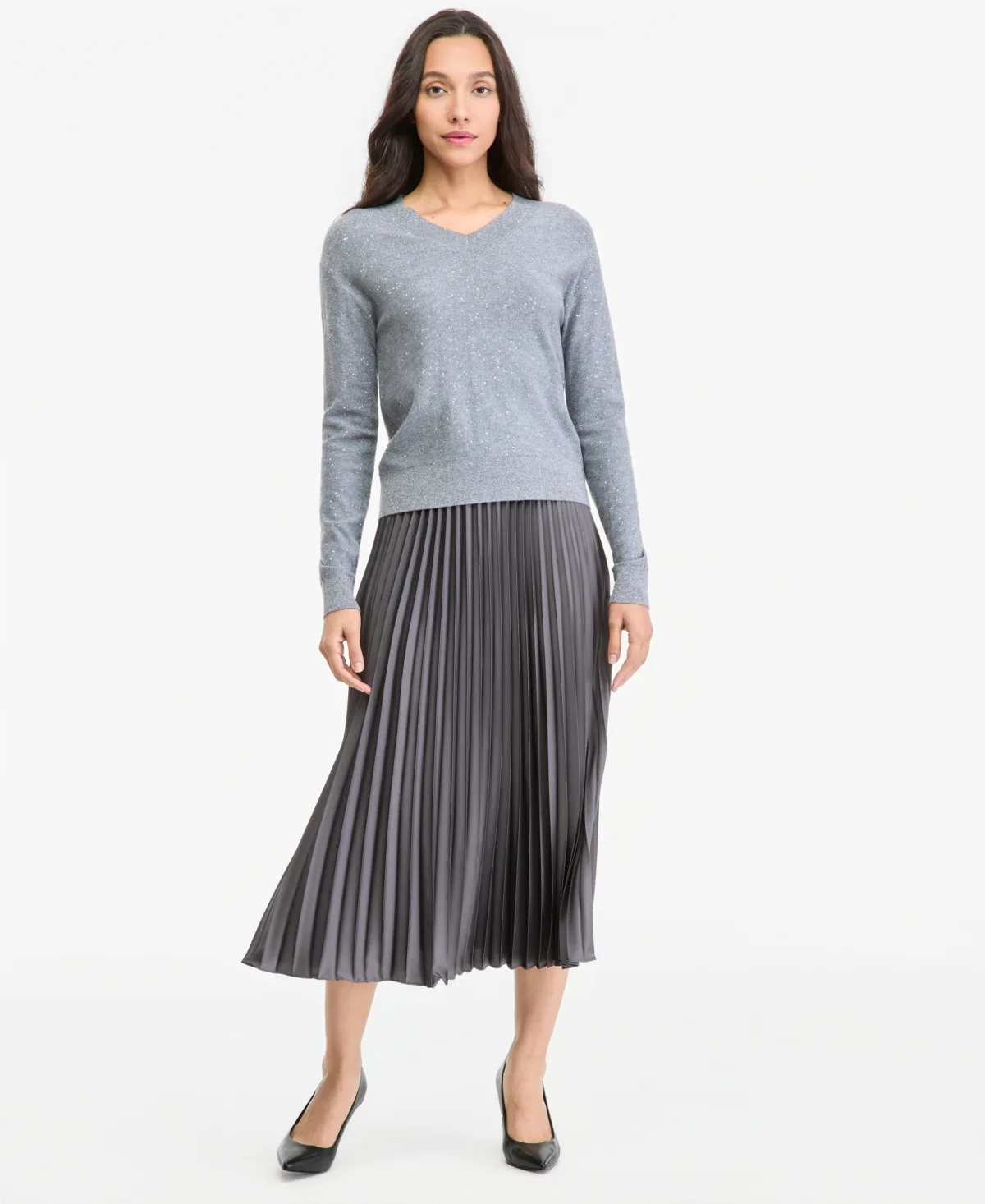 Emmastrale Pleated Midi Satin Skirt by Emme Marella