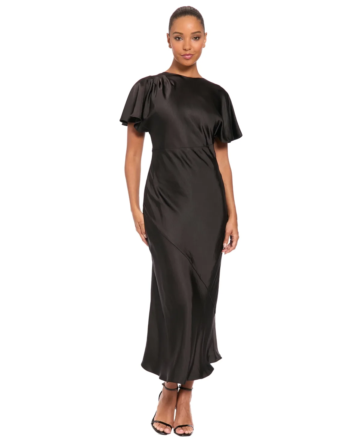 Short-Sleeve Fitted Midi Dress