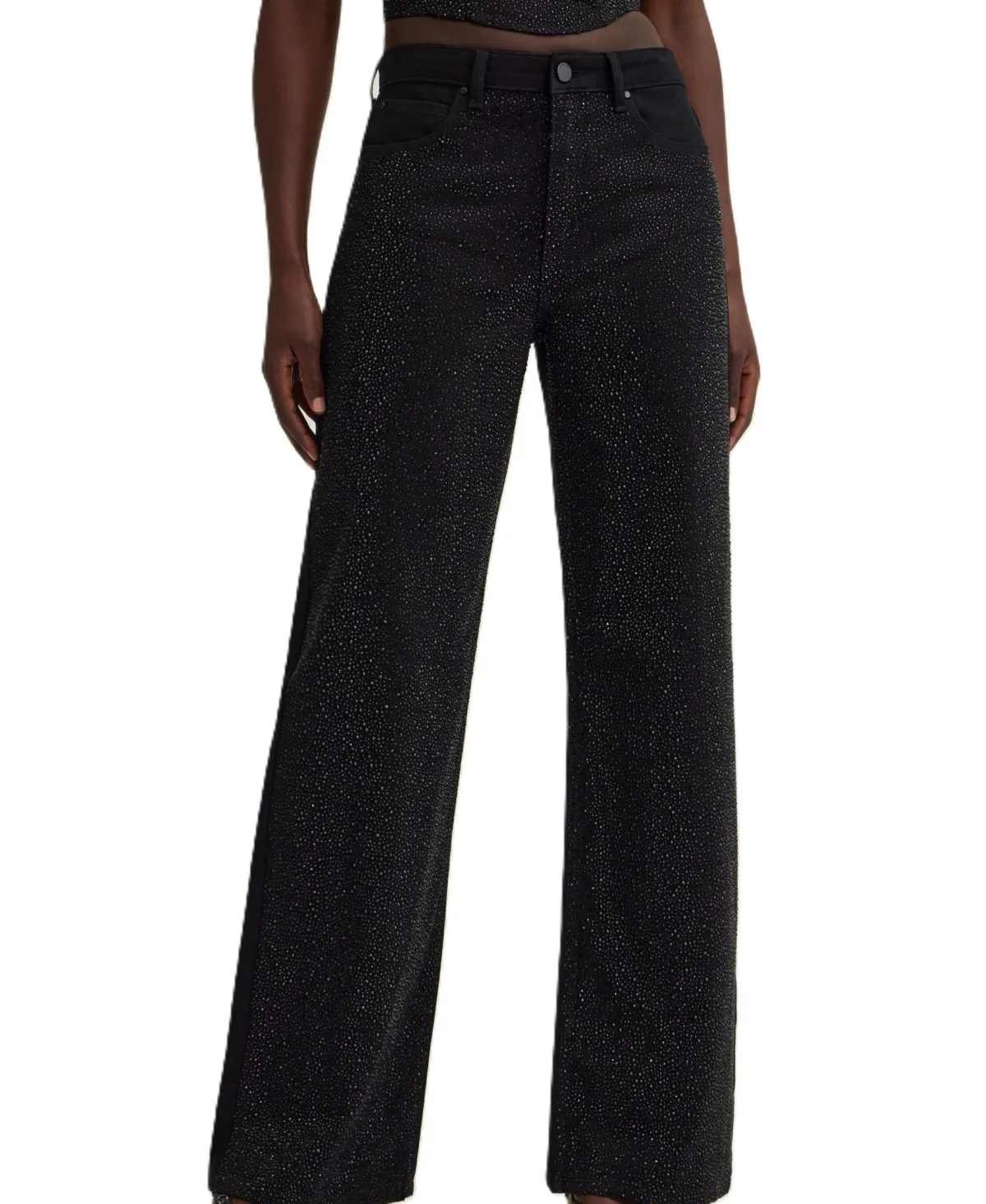 Wide Leg High-Rise Rhinestone Jeans by GUESS