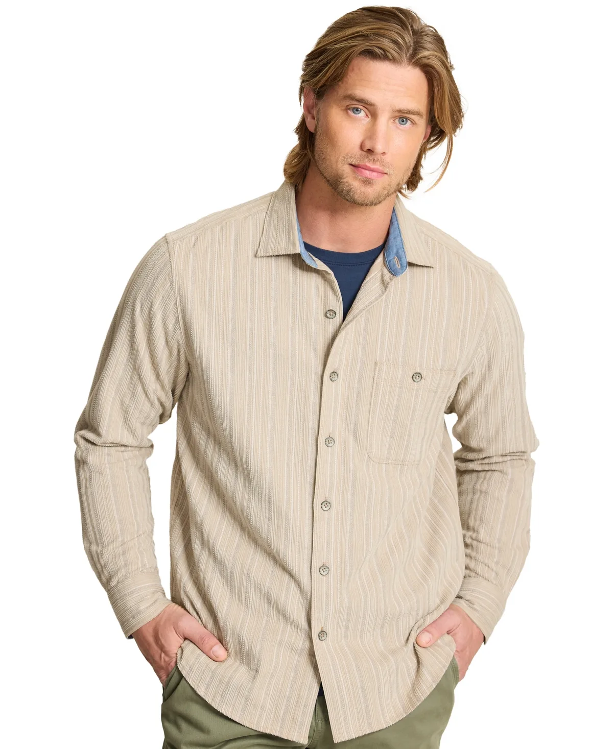 Coastline Corduroy Montecito Stripe Long-Sleeve Craig Collar Shirt by Tommy Bahama