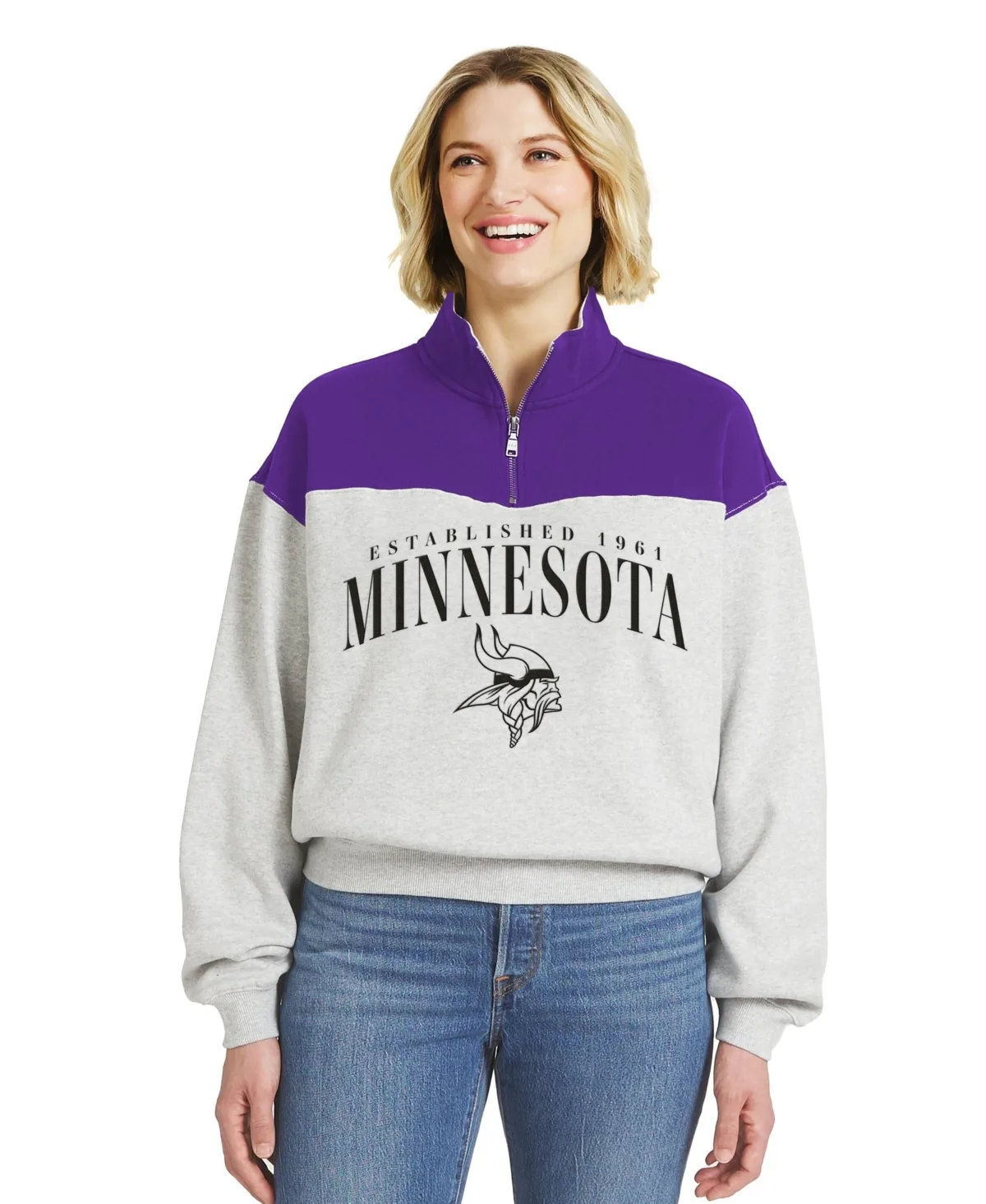 Minnesota Vikings Color Block Half-Zip Pullover by Wear by Erin Andrews