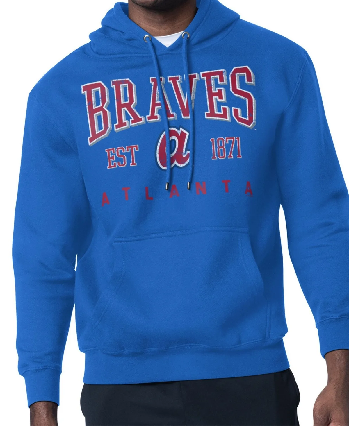 Atlanta Braves Distressed Fleece Pullover Hoodie by Starter