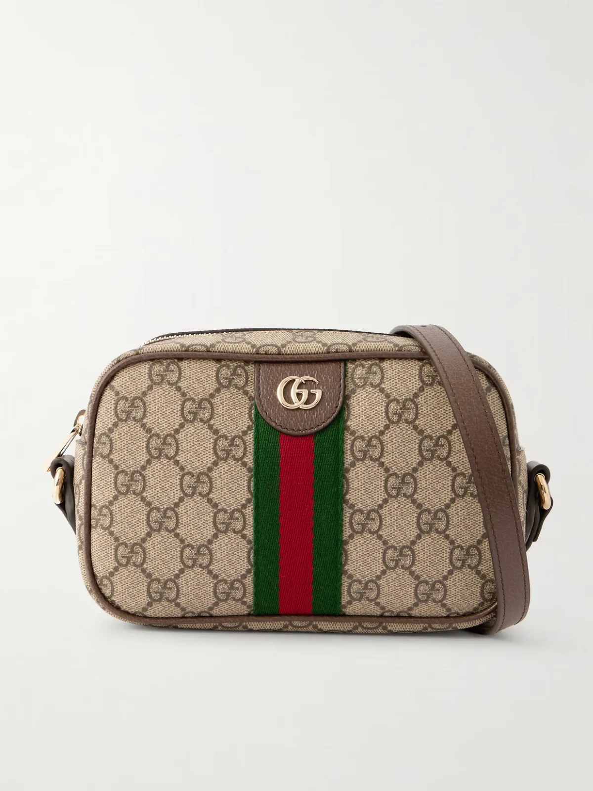 - Ophidia Mini Webbing And Leather-trimmed Printed Coated-canvas Shoulder Bag -