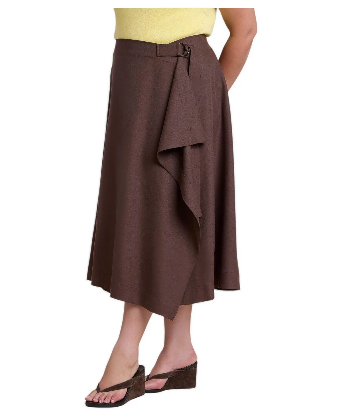 Adjustable Wrap Asymmetrical-Hem Midi Skirt by Eloquii