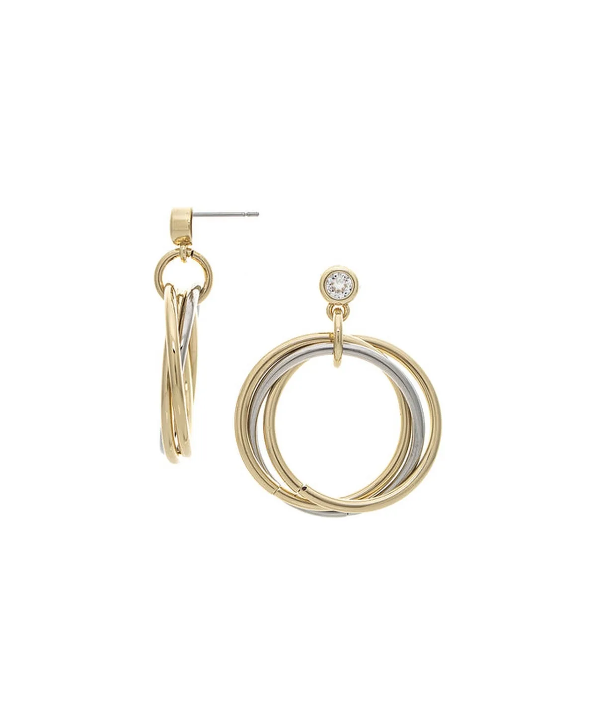 Cubic Zirconia Two-Tone Hoop Earrings by Rivka Friedman