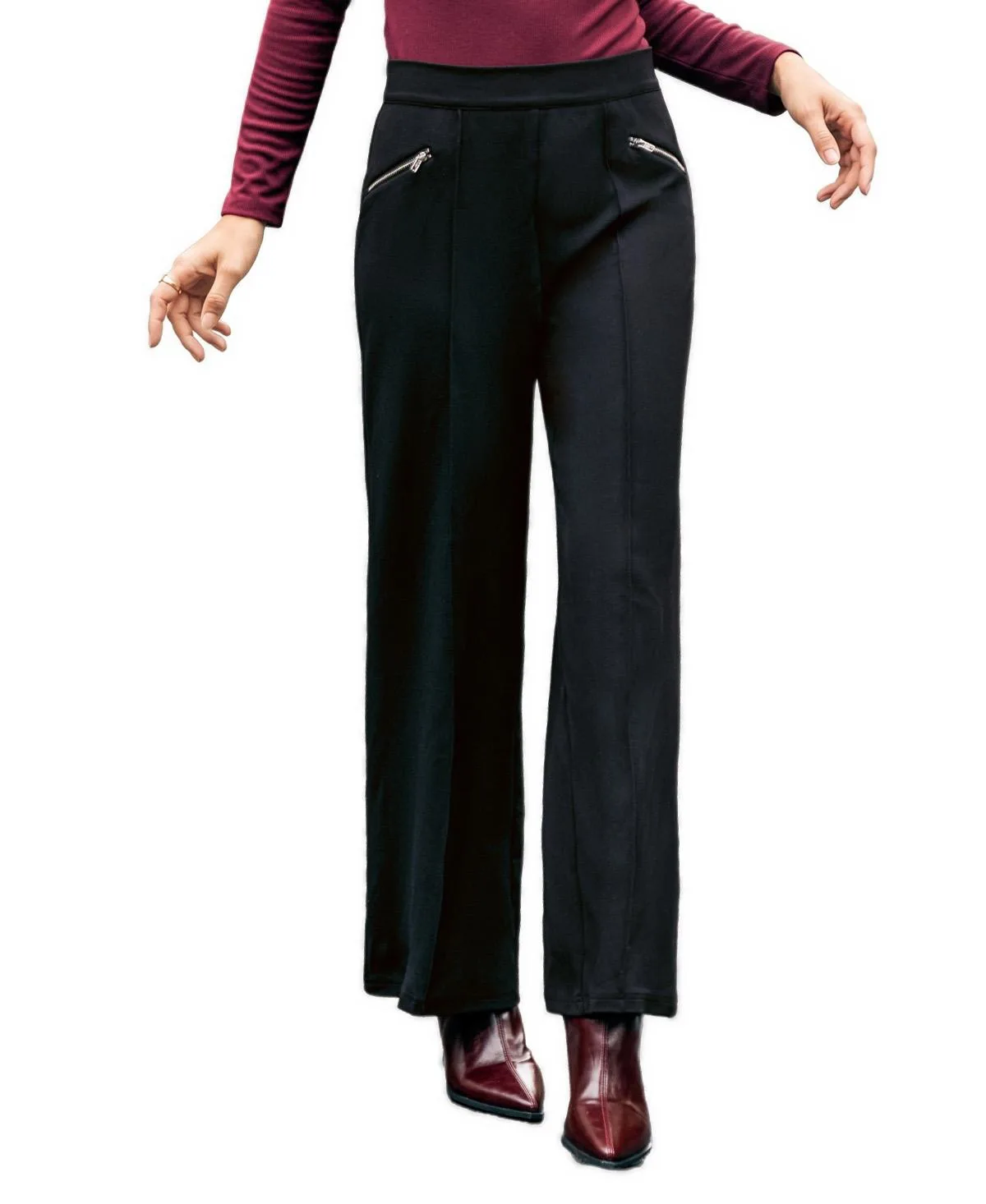 High-Waist Wide-Leg Zip-Pocket Pants by Cupshe