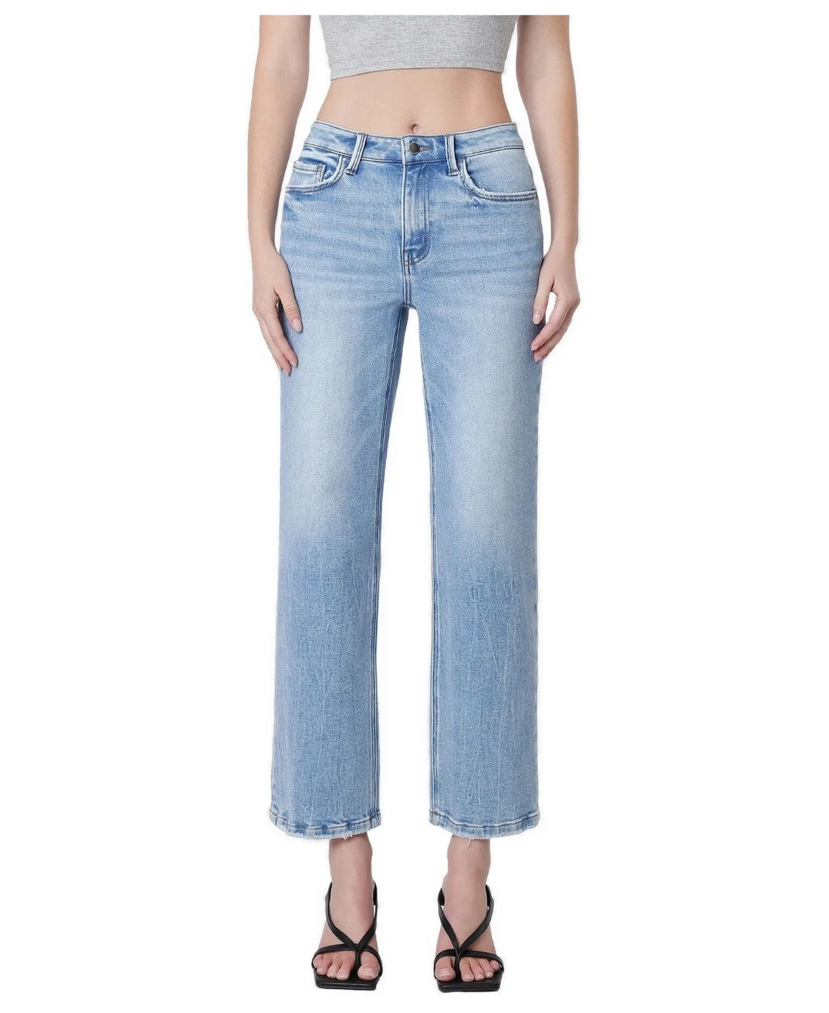 Little Bitty High Rise Light Wash Wide-Leg Jeans by Flying Monkey