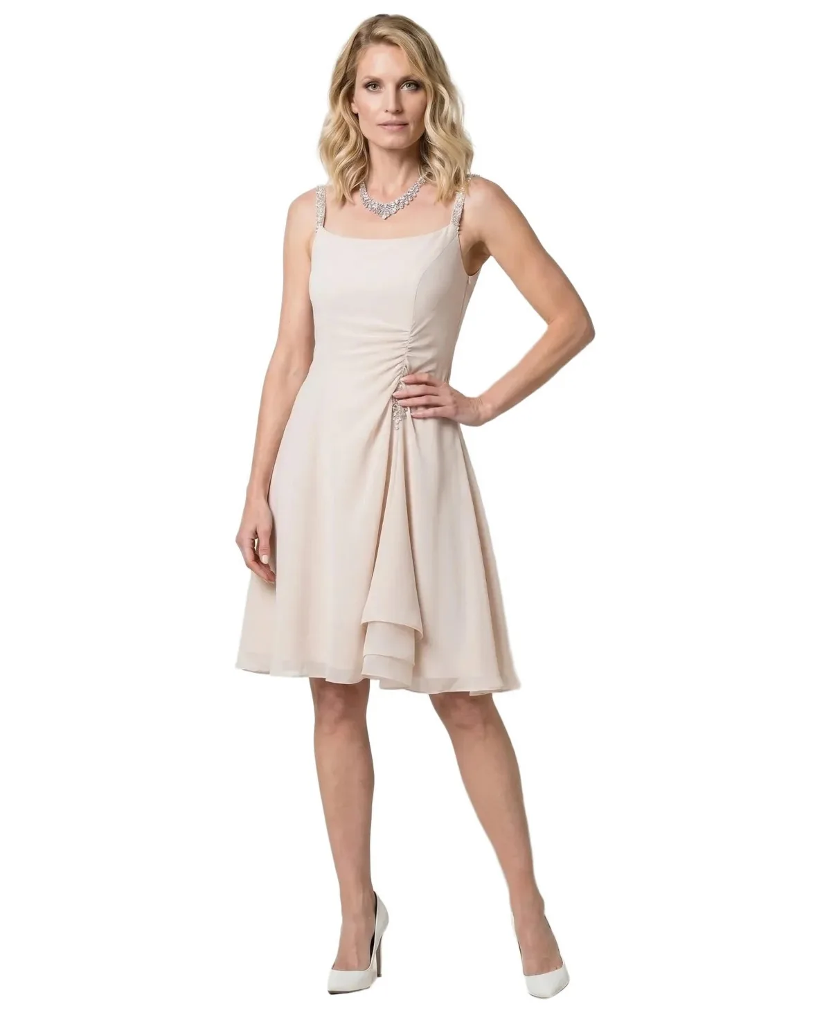 Lesli Crystal-Embellished Short A-Line Dress by Luna Fashion House