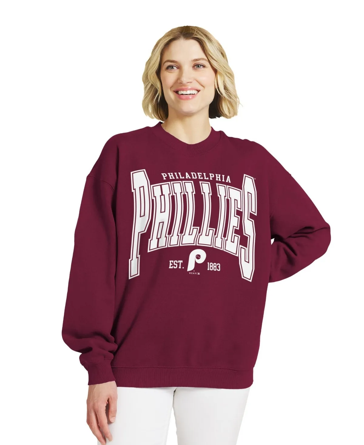 Philadelphia Phillies Oversized Team Fleece Sweatshirt by Wear by Erin Andrews