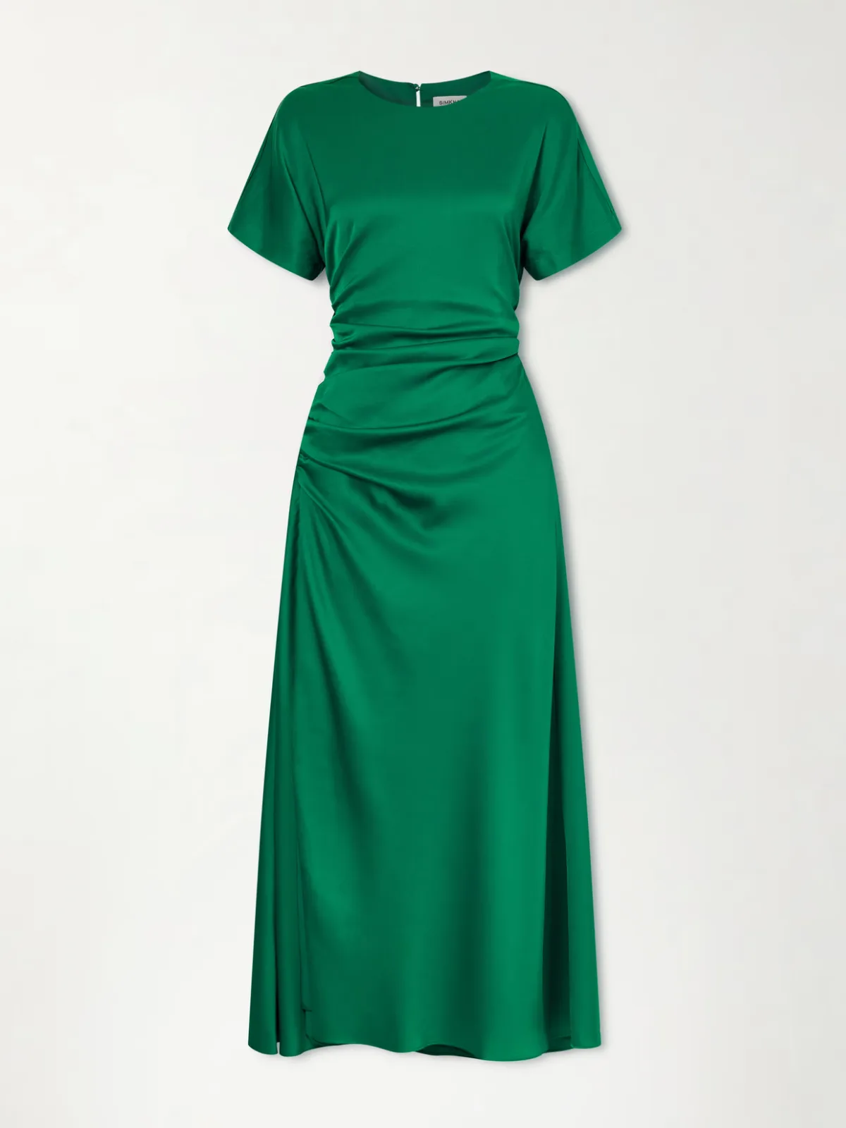 - Marabella Ruched Satin Midi Dress -