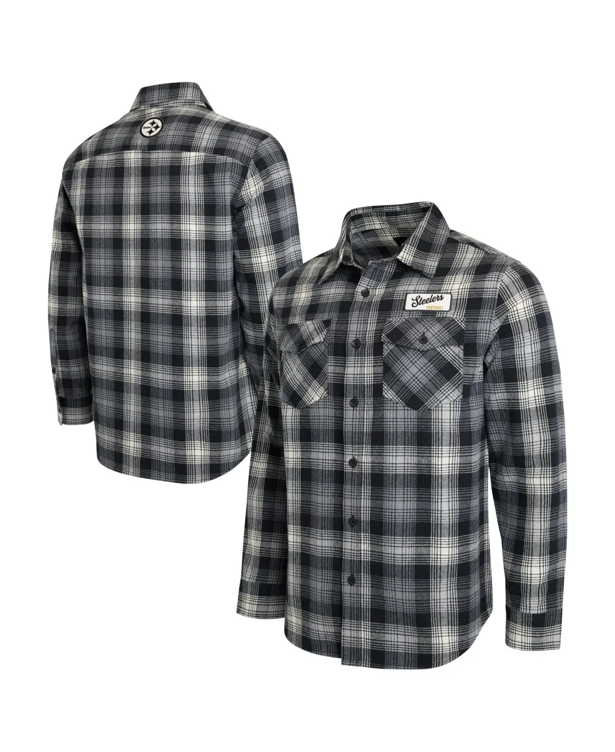 Darius Rucker Collection by Fanatics Pittsburgh Steelers Flannel Plaid Long Sleeve Button Up Shirt by Fanatics