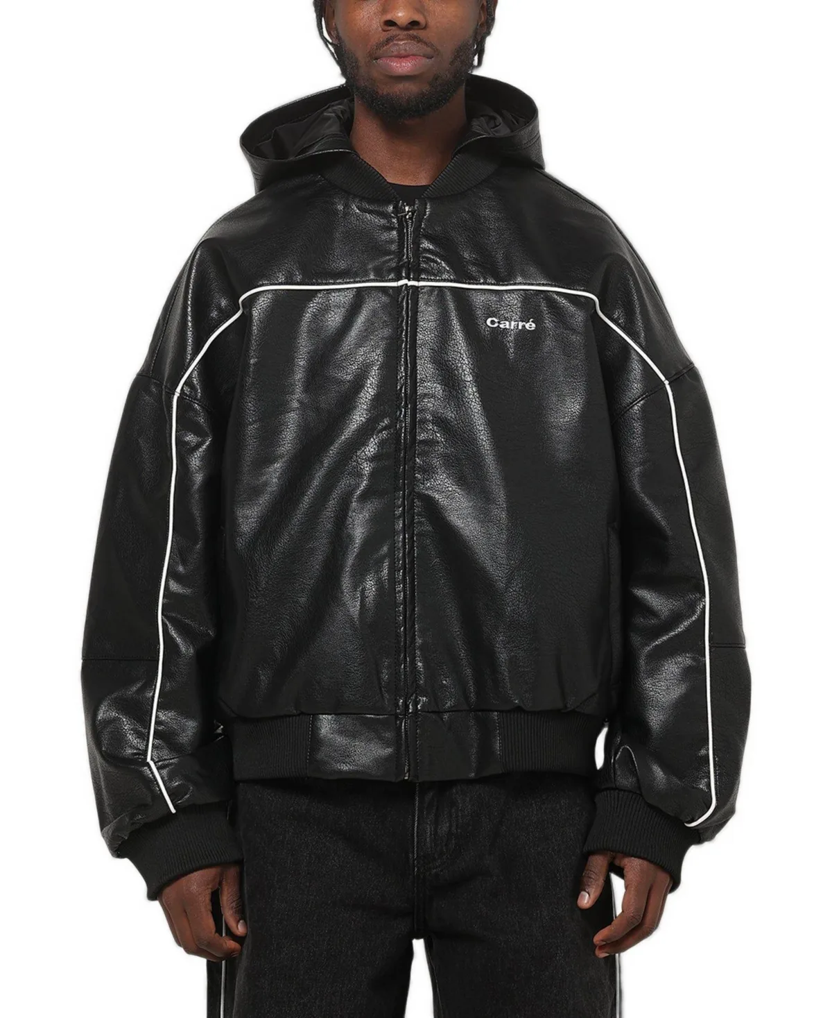 Velocity Faux Leather Bomber Jacket by Carre