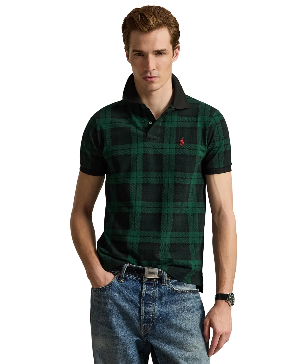 Short-Sleeve Classic-Fit Plaid Polo Shirt by Polo Ralph Lauren