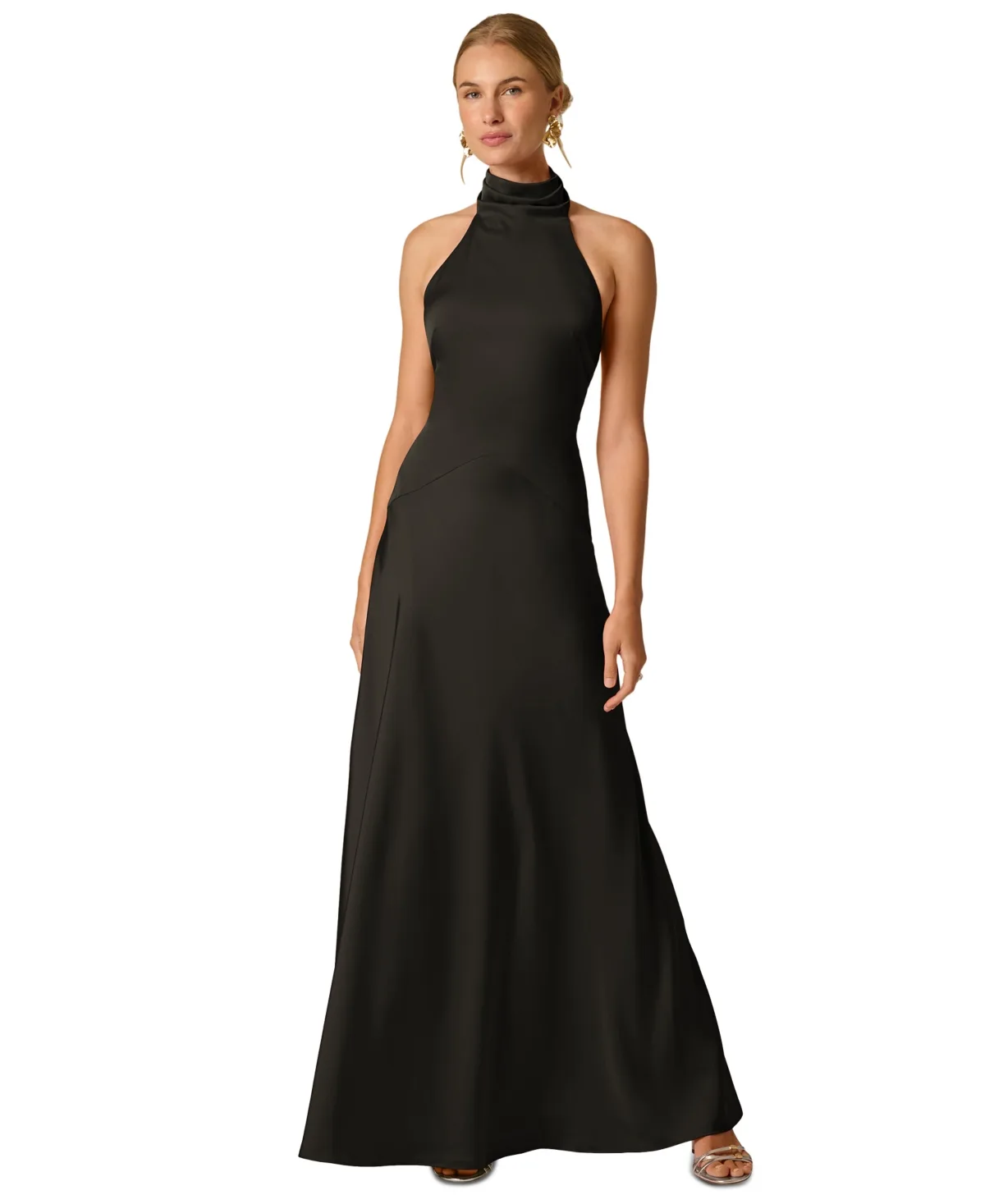 Halter Open-Back Satin Gown