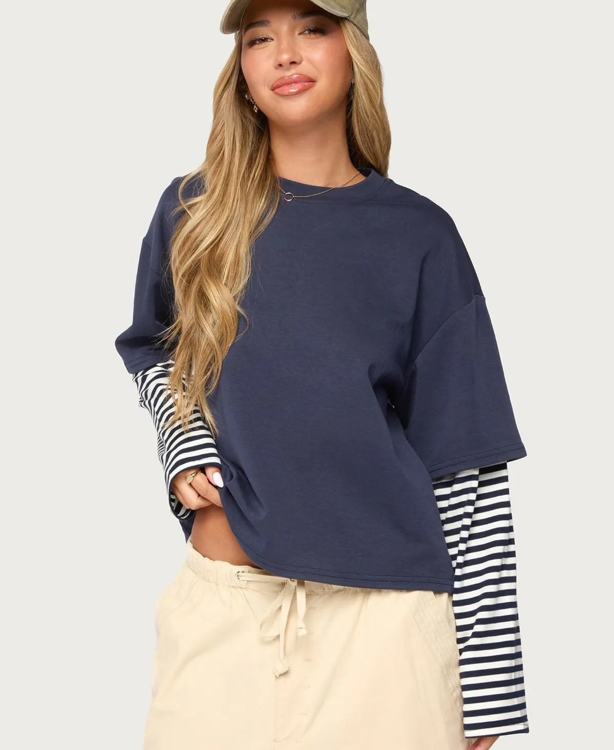 Nacie Layered Striped Long-Sleeve T-Shirt