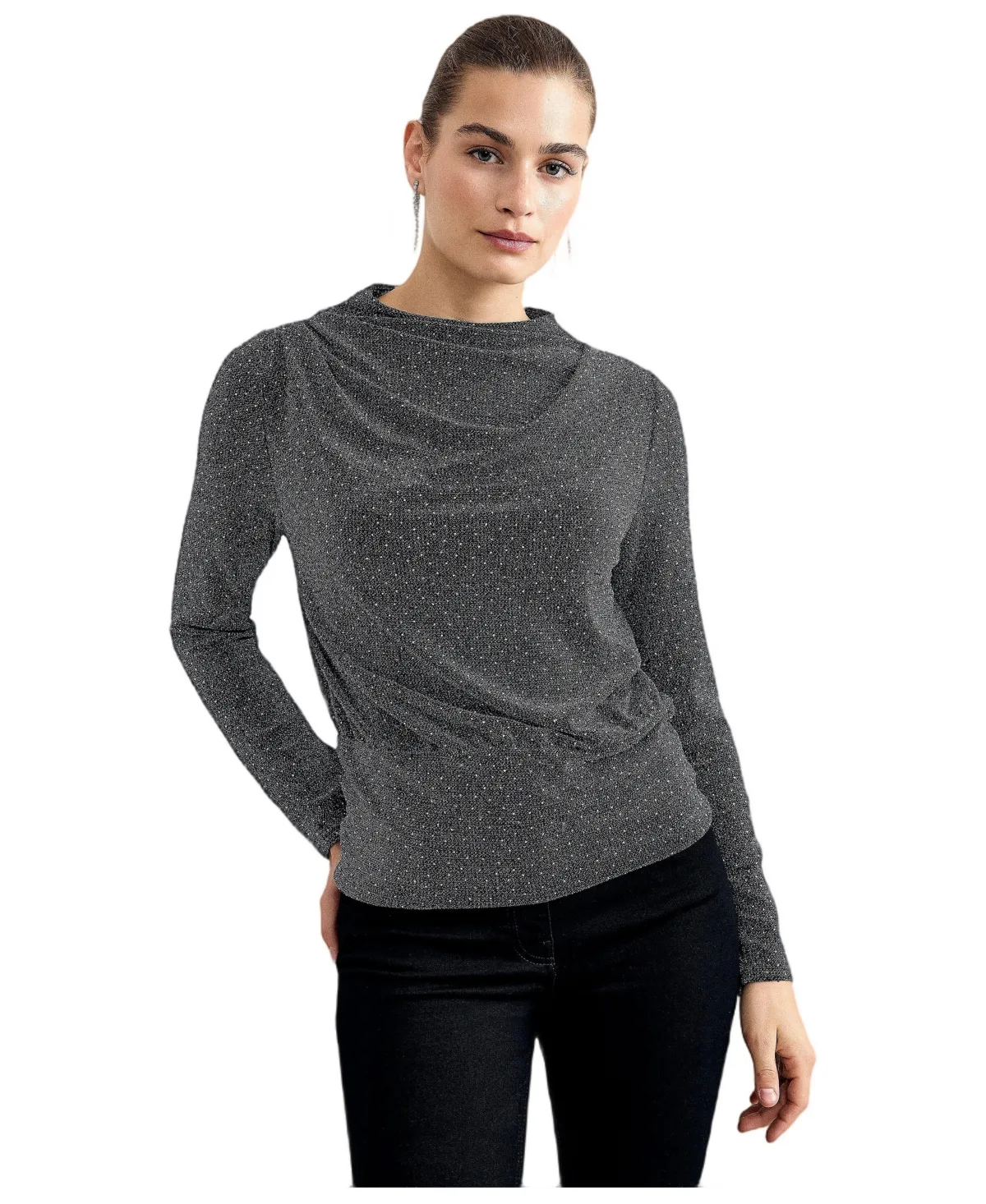 Frosty Sparkle Cowl Neck Top by Phase Eight