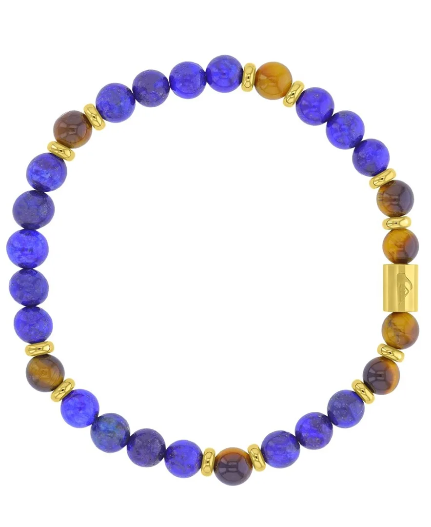 18k Yellow Gold-Plated Tiger Eye Lapis Stretch Bracelet
