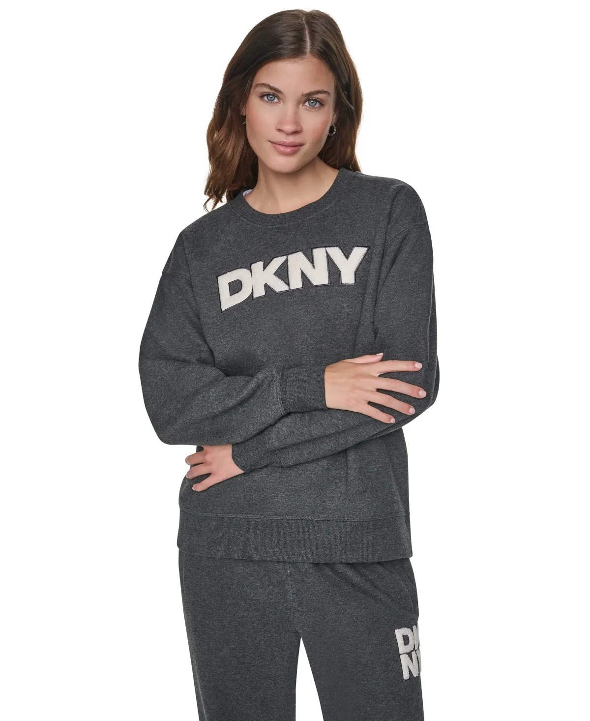 Nolita Chenille Applique Logo Long-Sleeve Sweatshirt by DKNY
