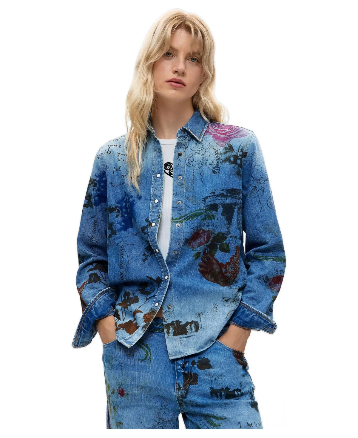 Printed Denim Shirt by Desigual
