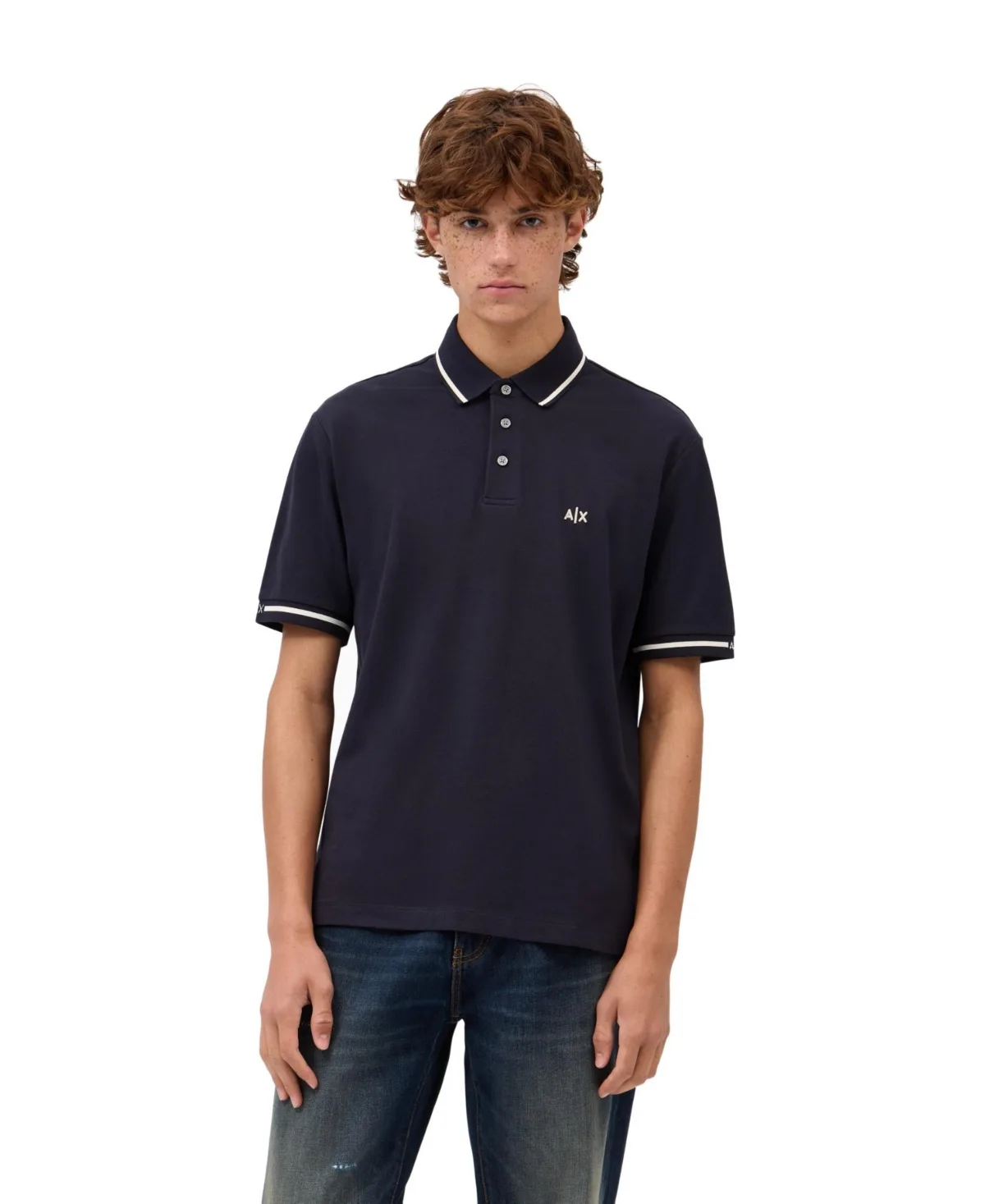 A - x Armani Exchange Cotton Pique Tipping Polo Shirt by Armani