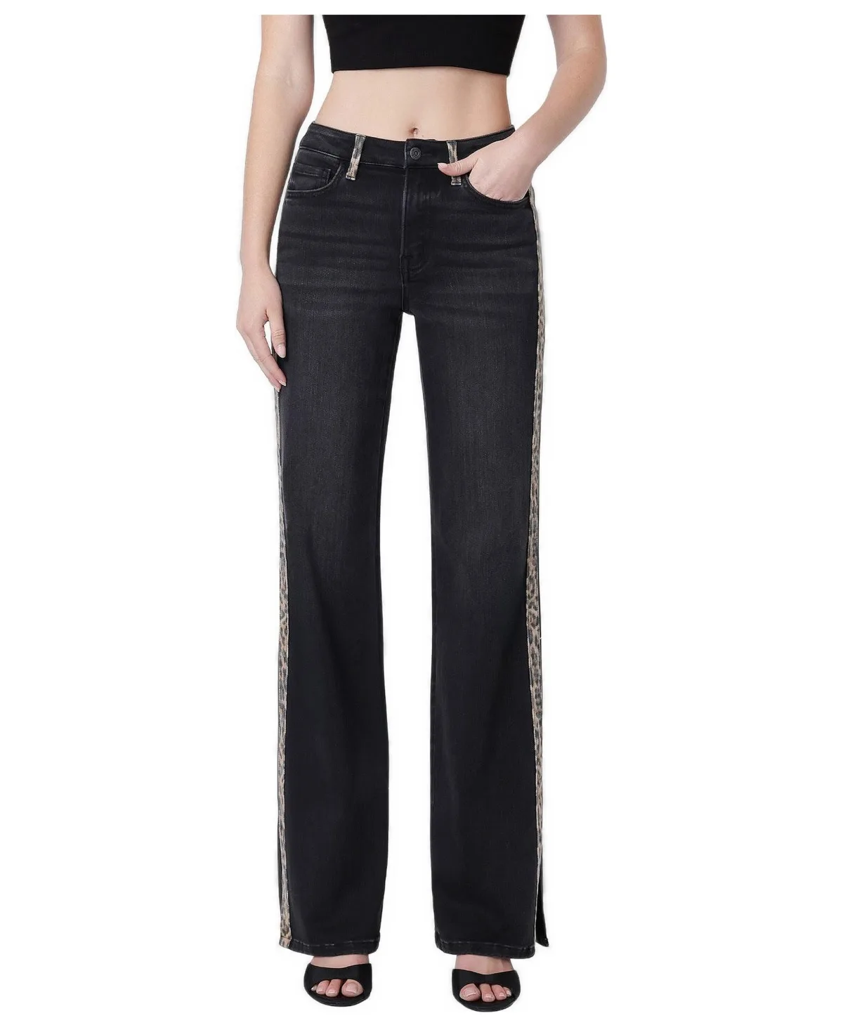 High-Rise Flare Leopard-Print Jeans by Vervet