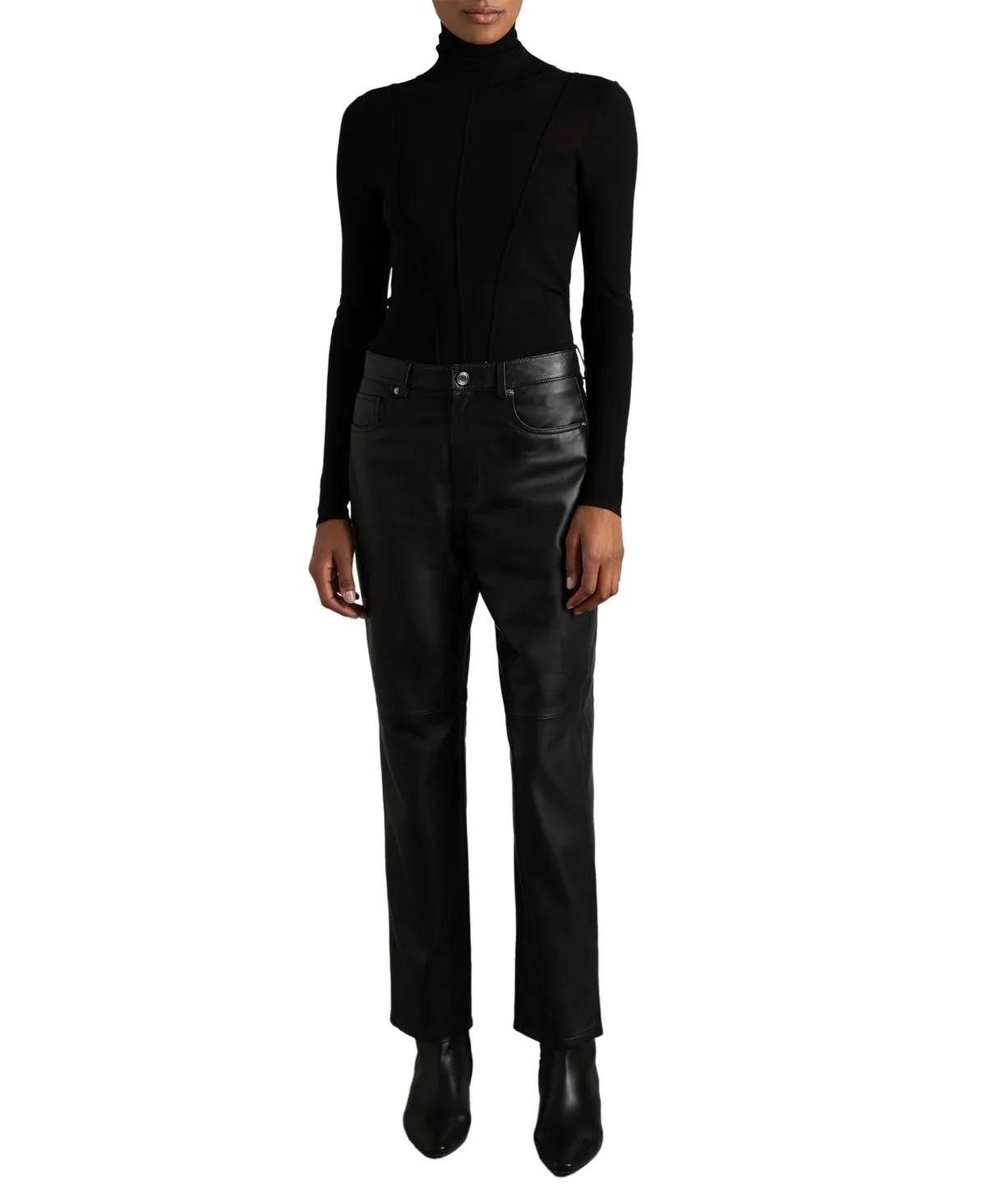 Verona Slim-Leg Leather Pants by Reiss