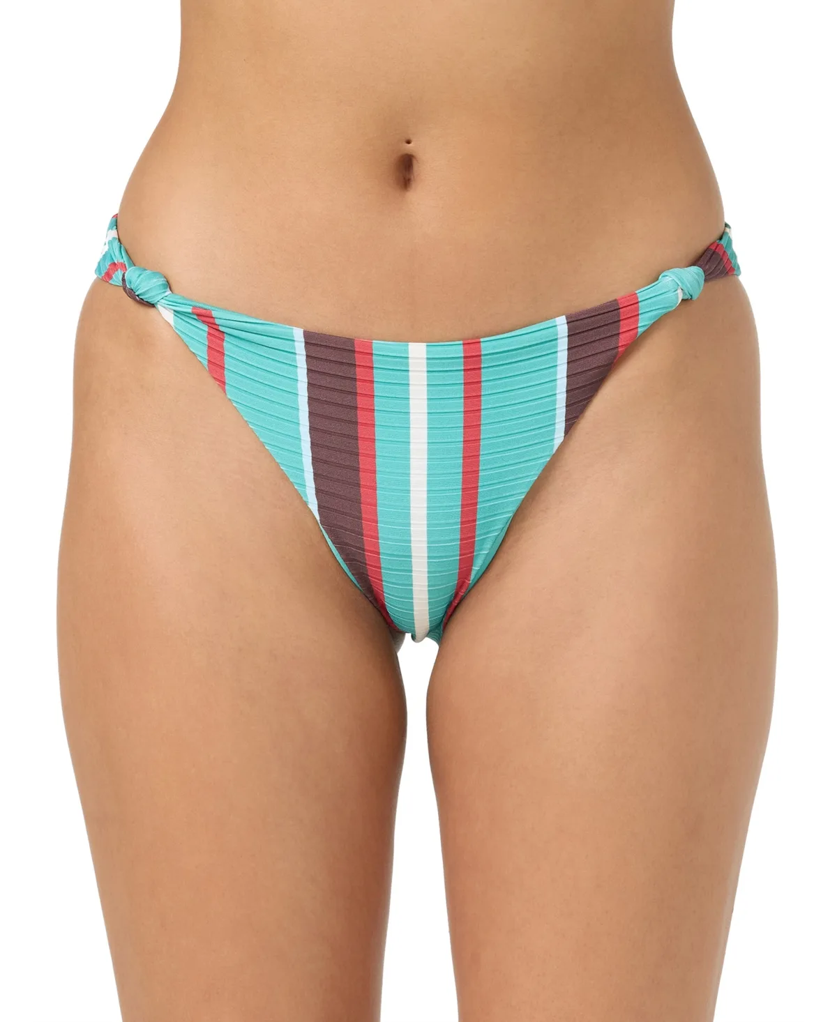 Getaway Striped High-Cut Knotted Bikini Bottom by O'Neill