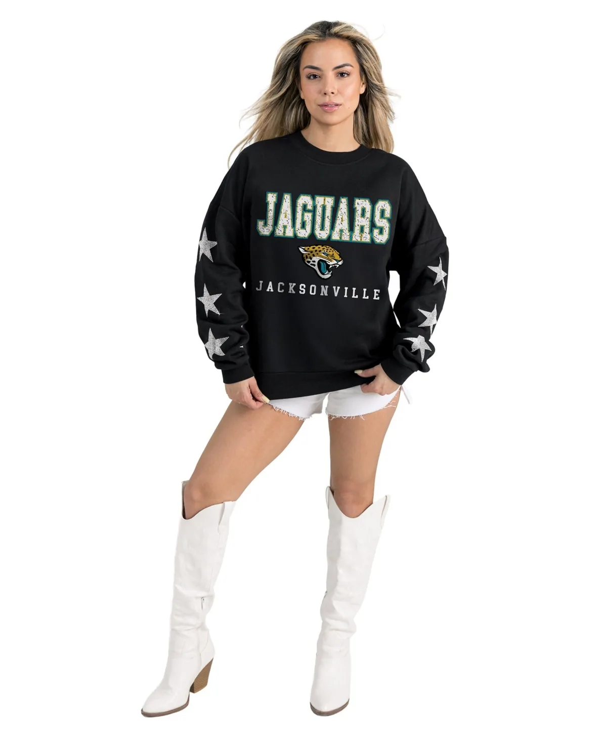 Jacksonville Jaguars Velocity Relaxed Rhinestone Pullover Sweatshirt