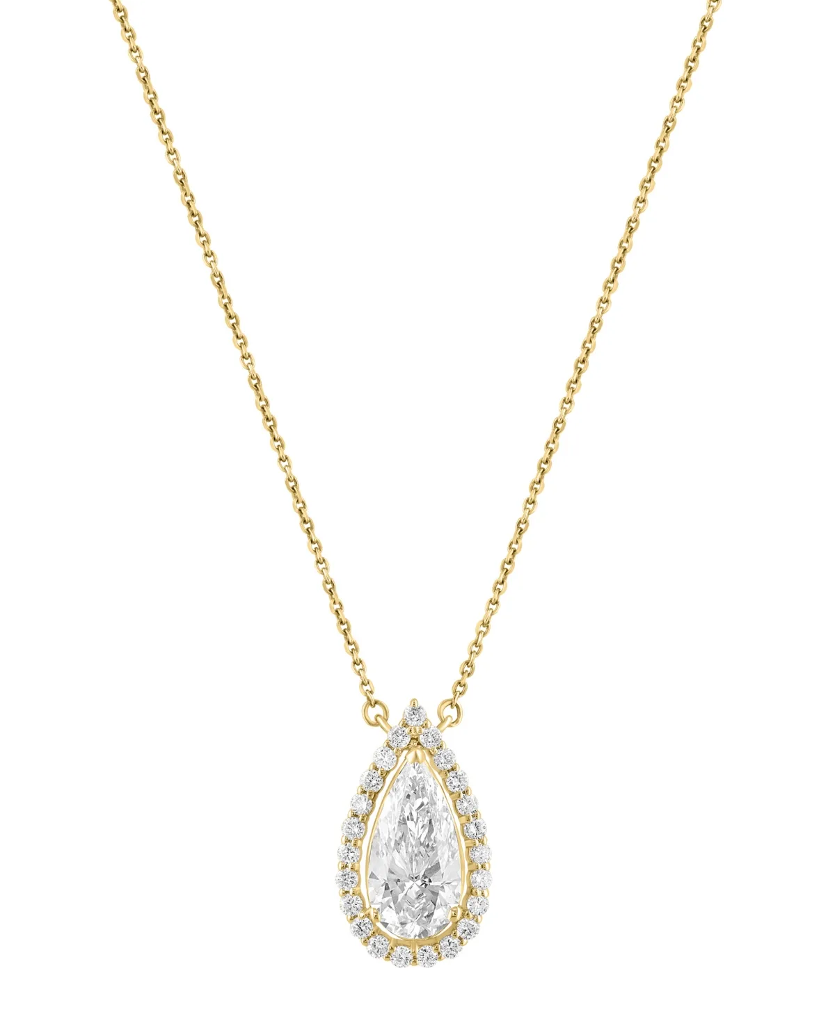 Certified Lab-Grown Diamond Pear-Cut Halo Pendant (2-1/3 ct. t.w.) in 14k Yellow Gold