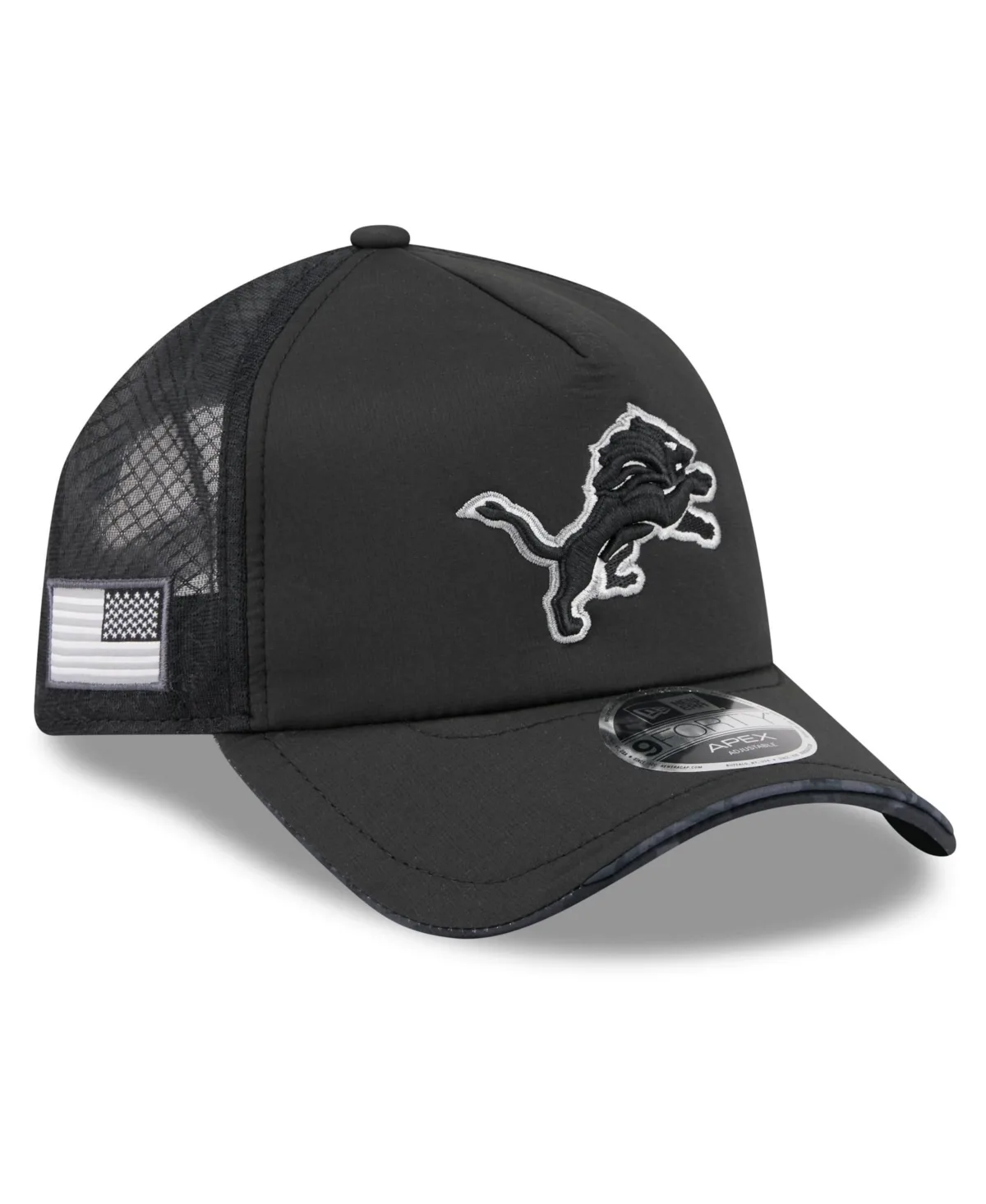 Detroit Lions 2026 Salute to Service Apex 9FORTY Adjustable Trucker Hat