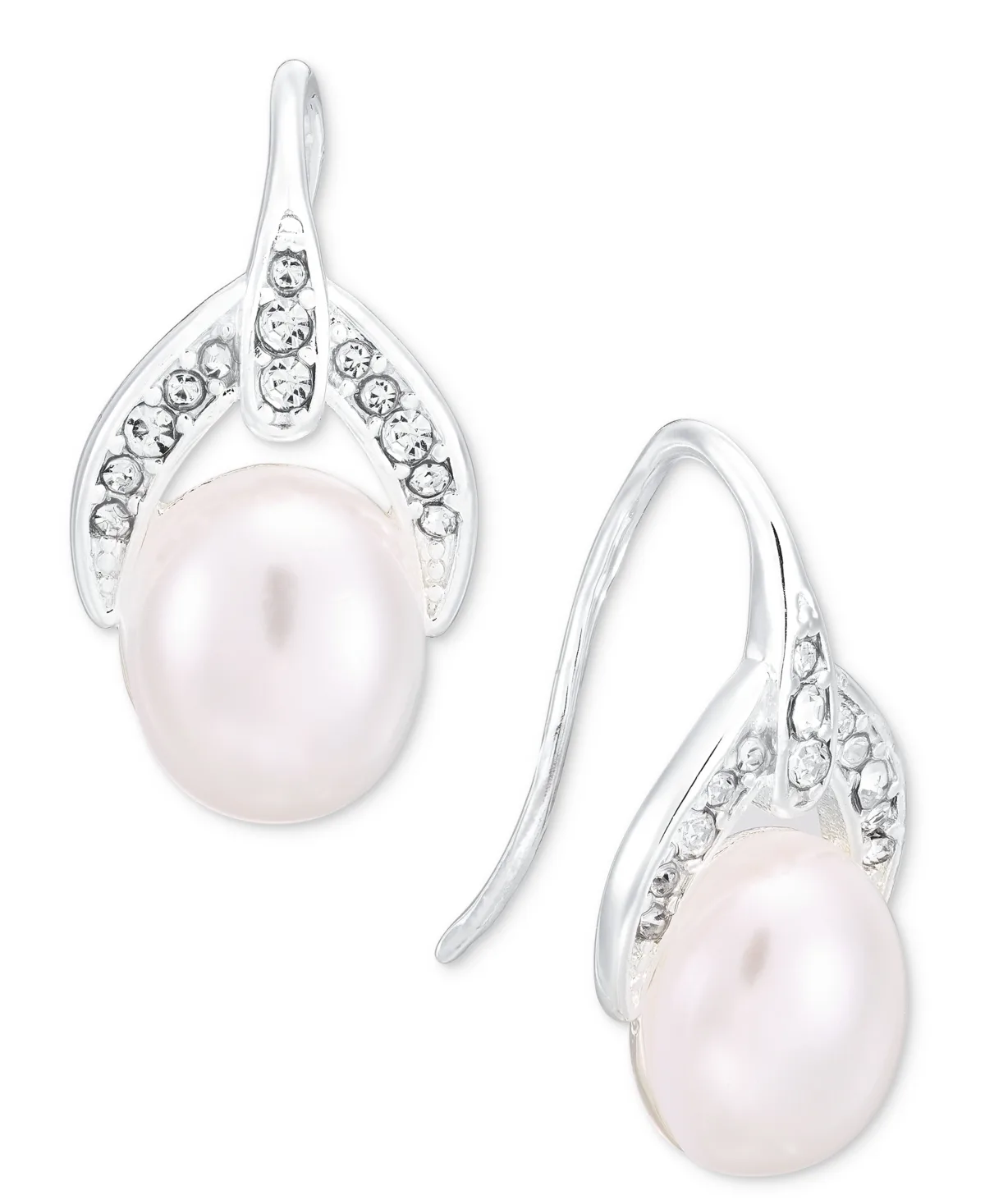Imitation Pearl & Glass Crystal Drop Earrings by Anne Klein