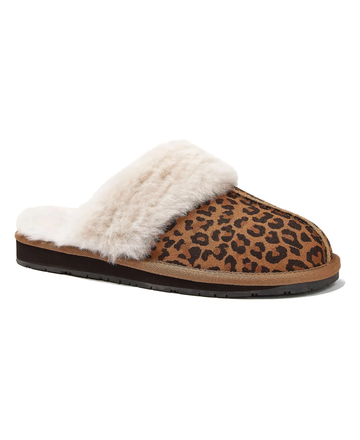 Suede Furry Lined Slippers by Lands' End