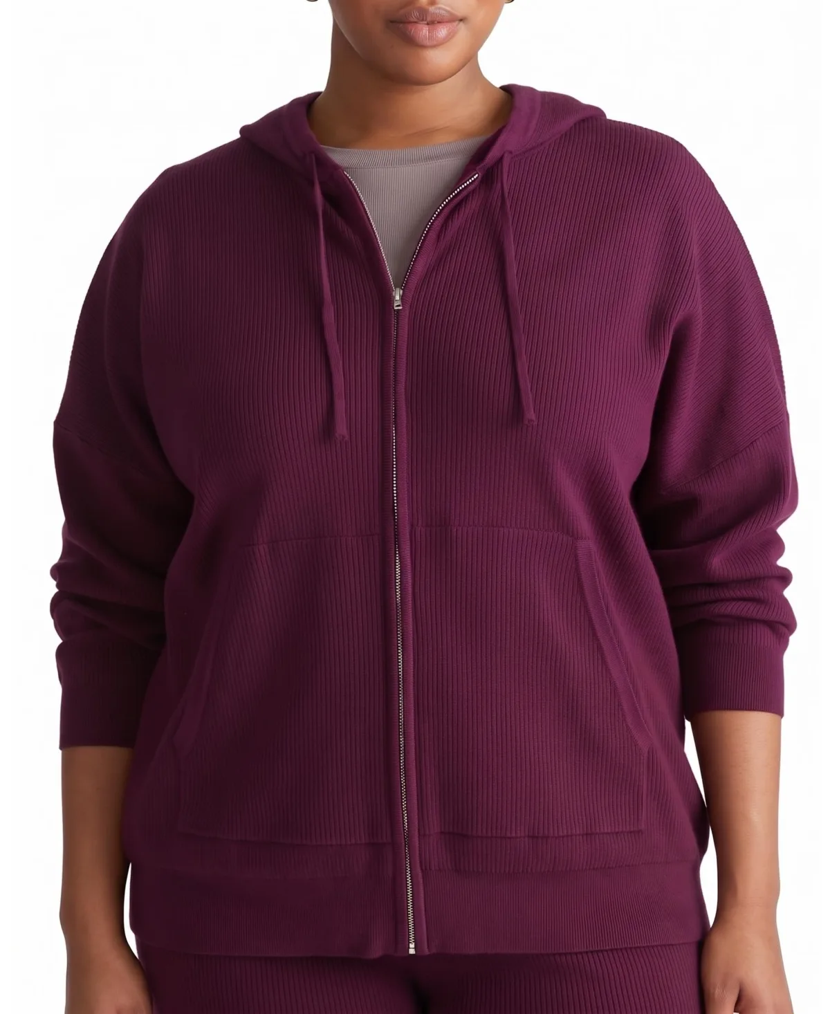 Mila Knitted Zip-Up Long-Sleeve Hoodie by Universal Standard