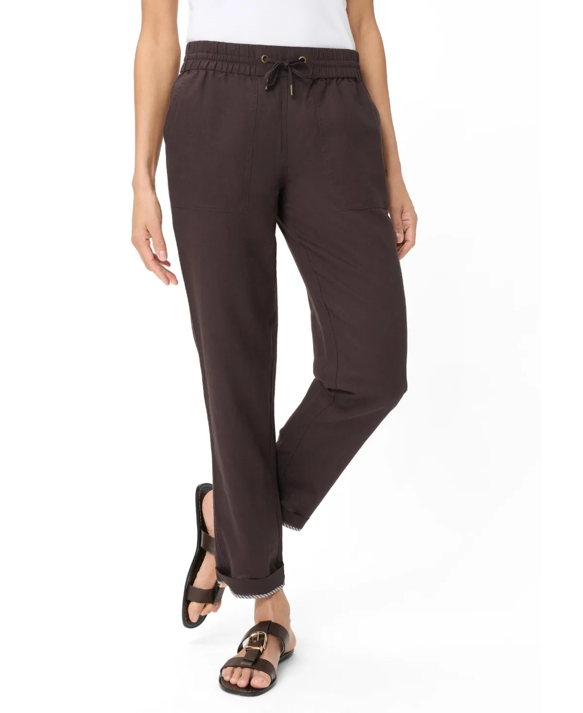 Cotton-Linen Blend Cropped Pant by Olsen
