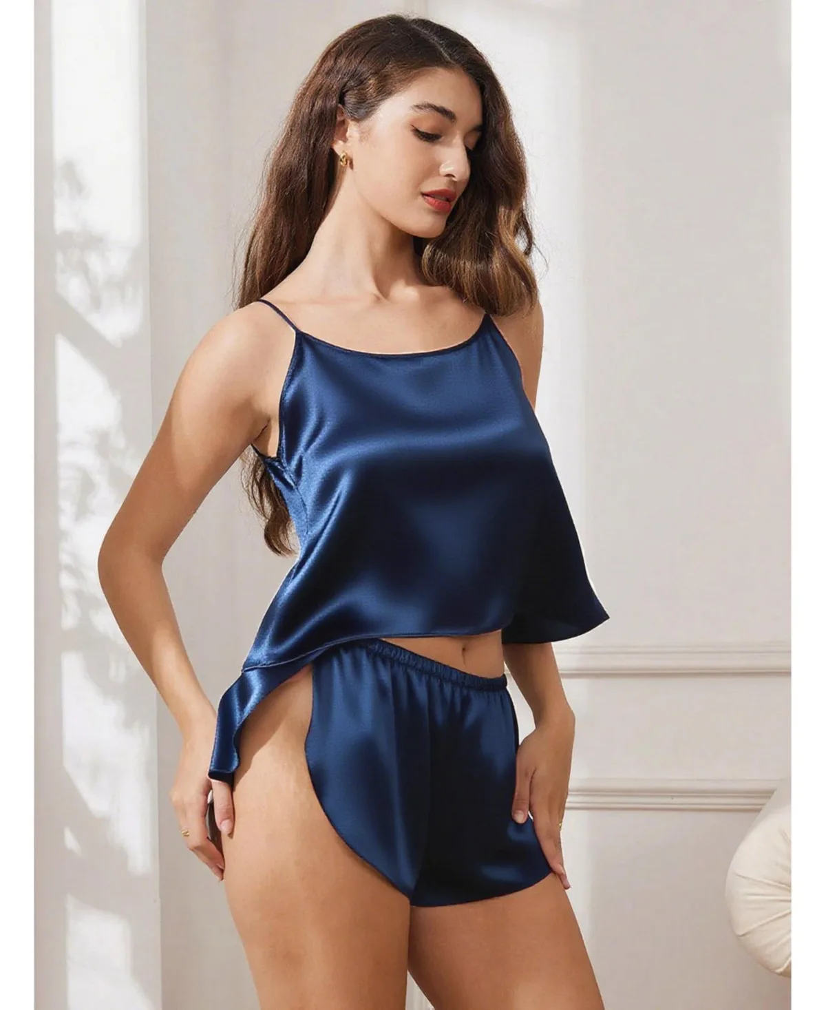 Adjustable Spaghetti Strap Pure Silk Camisole Set