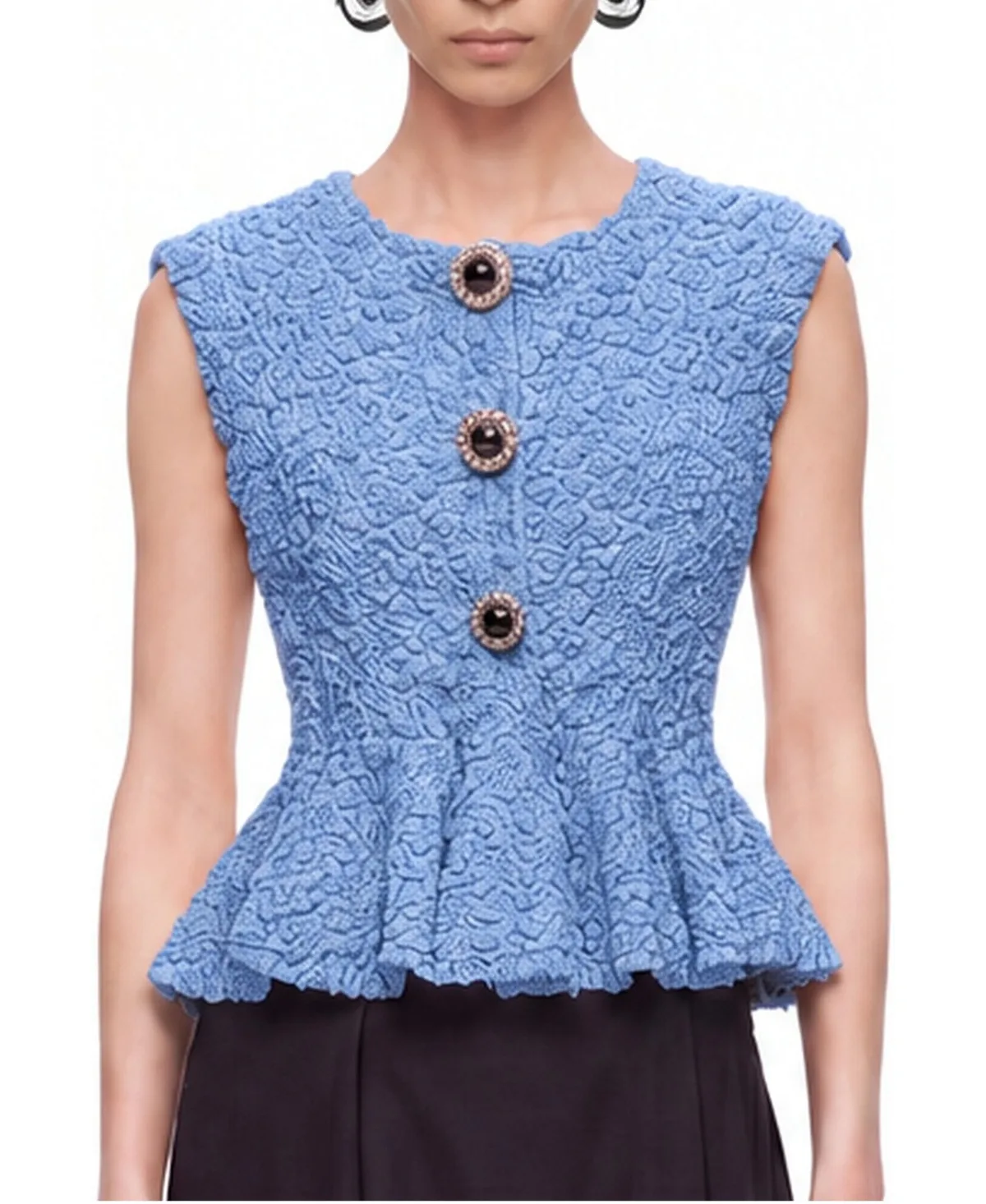 Sleeveless Crewneck Peplum Top by Nocturne